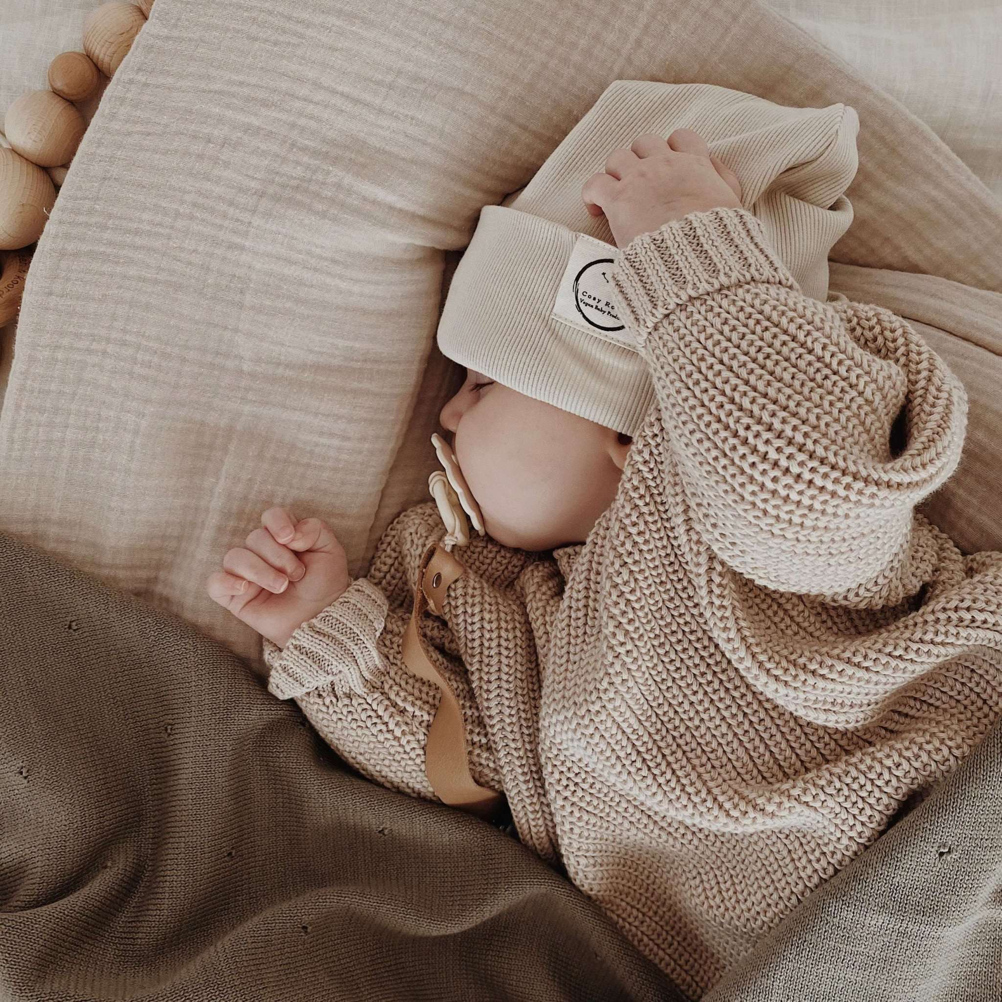 Organic Knit Blanket - Khaki - S A L E - Image 11