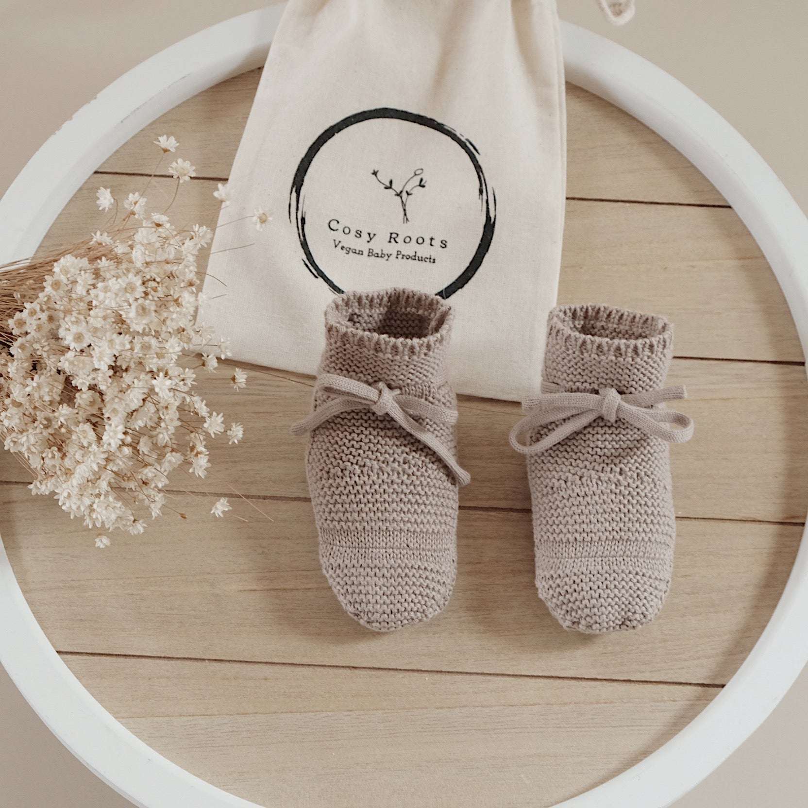 Organic Knit Booties - Caramel - Image 15