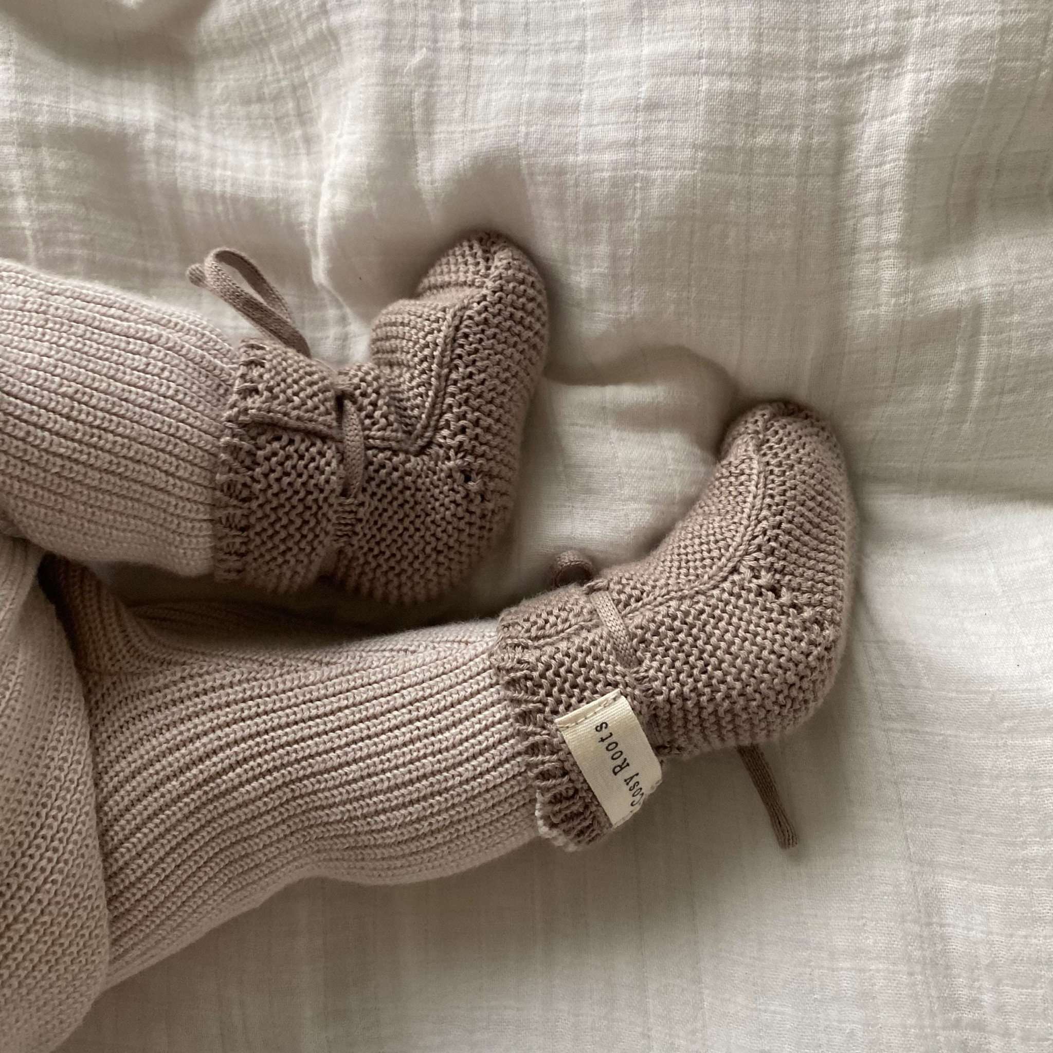 Organic Knit Booties - Caramel - Image 4