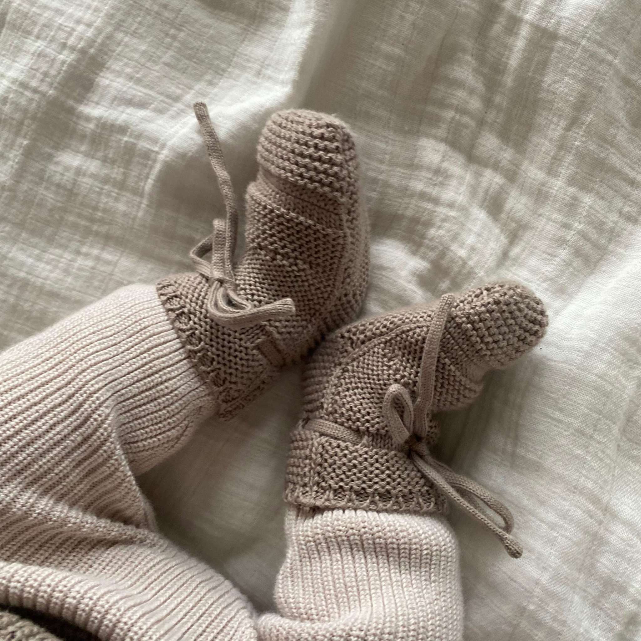 Organic Knit Booties - Caramel - Image 7