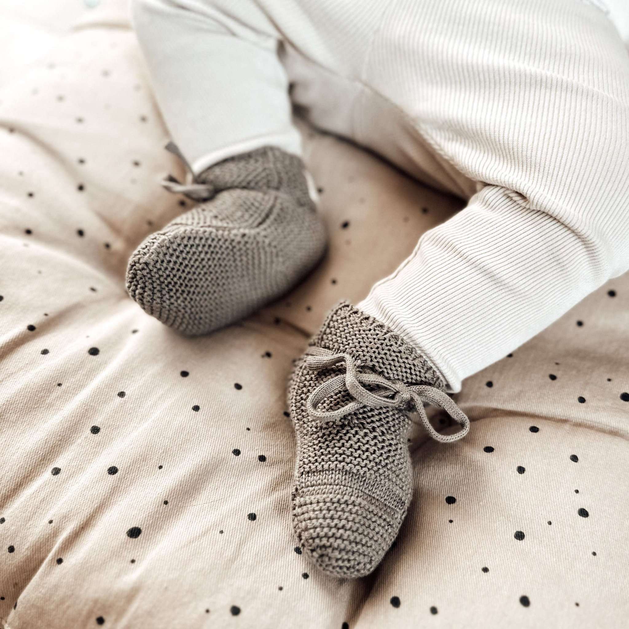 Organic Knit Booties - Khaki - S A L E - Image 10