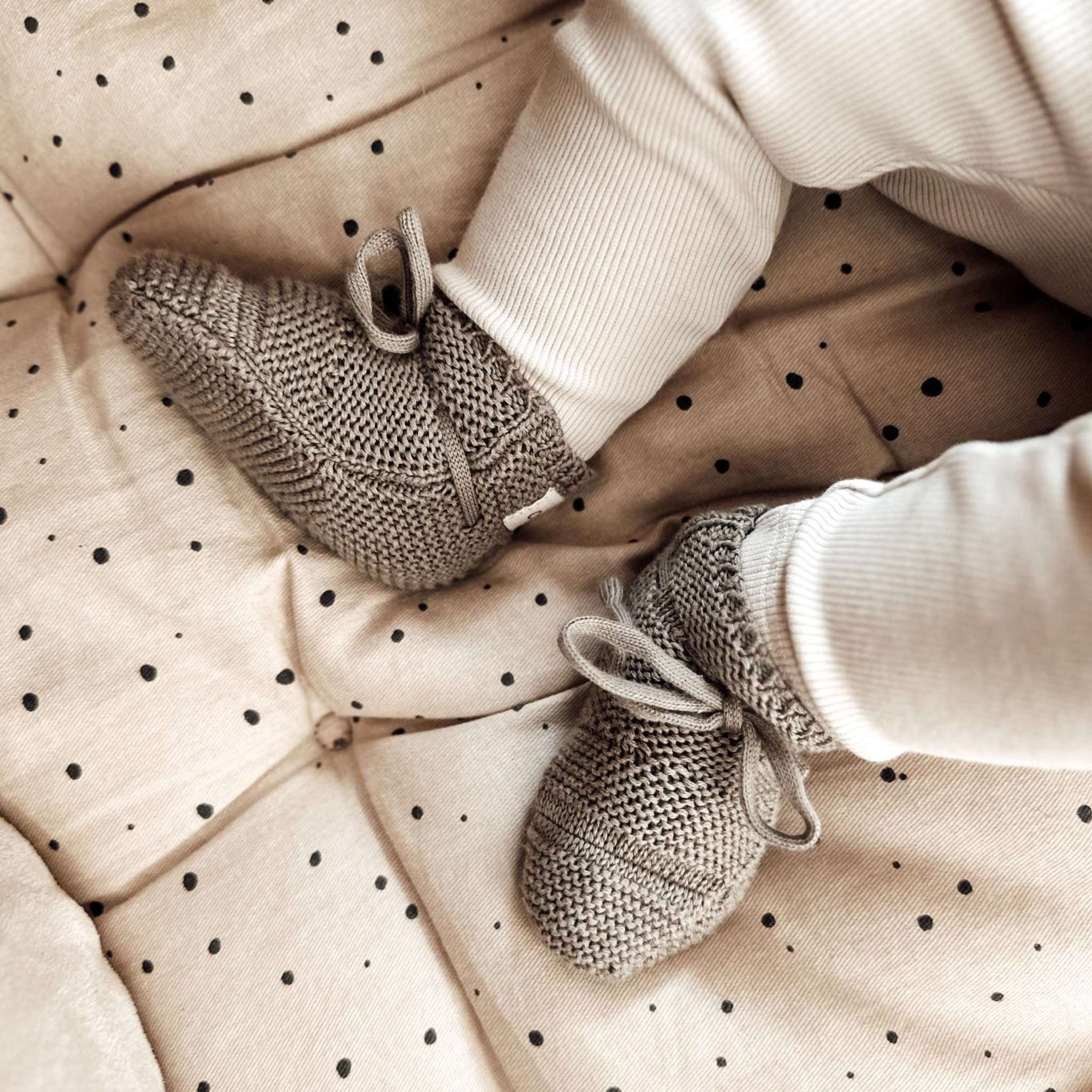 Organic Knit Booties - Khaki - S A L E - Image 3