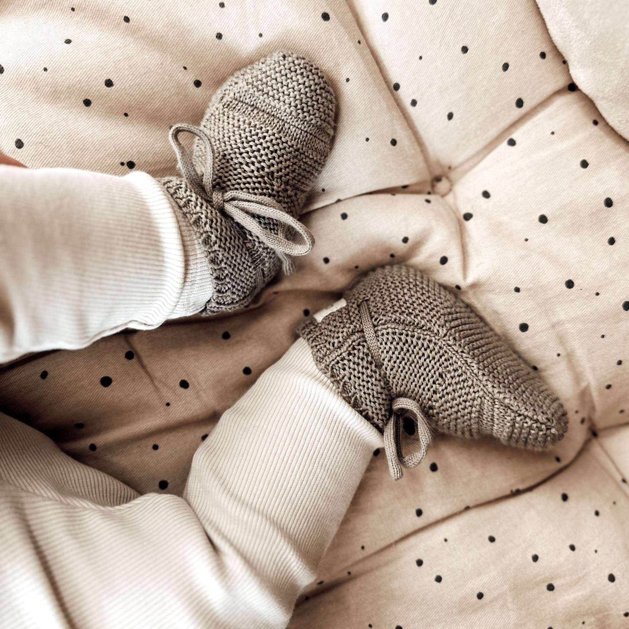 Organic Knit Booties - Khaki - S A L E - Image 5