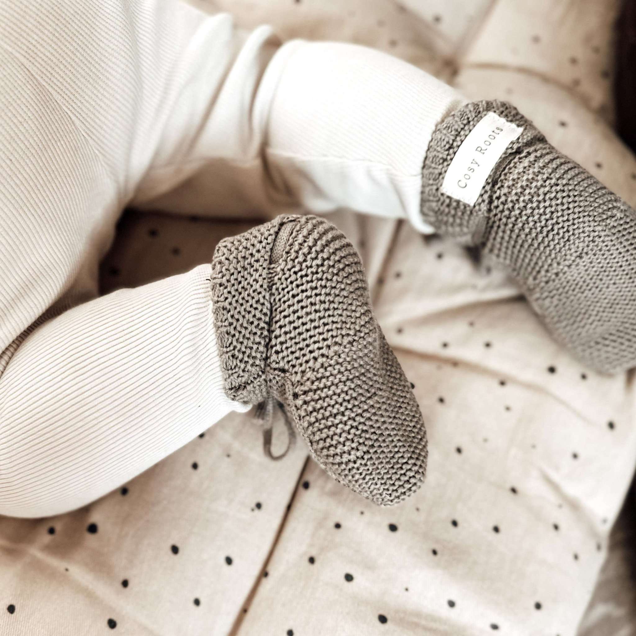 Organic Knit Booties - Khaki - S A L E - Image 6