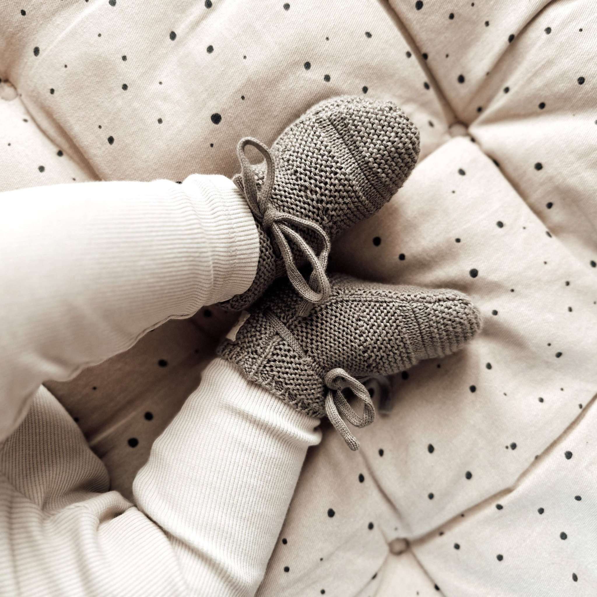 Organic Knit Booties - Khaki - S A L E - Image 7