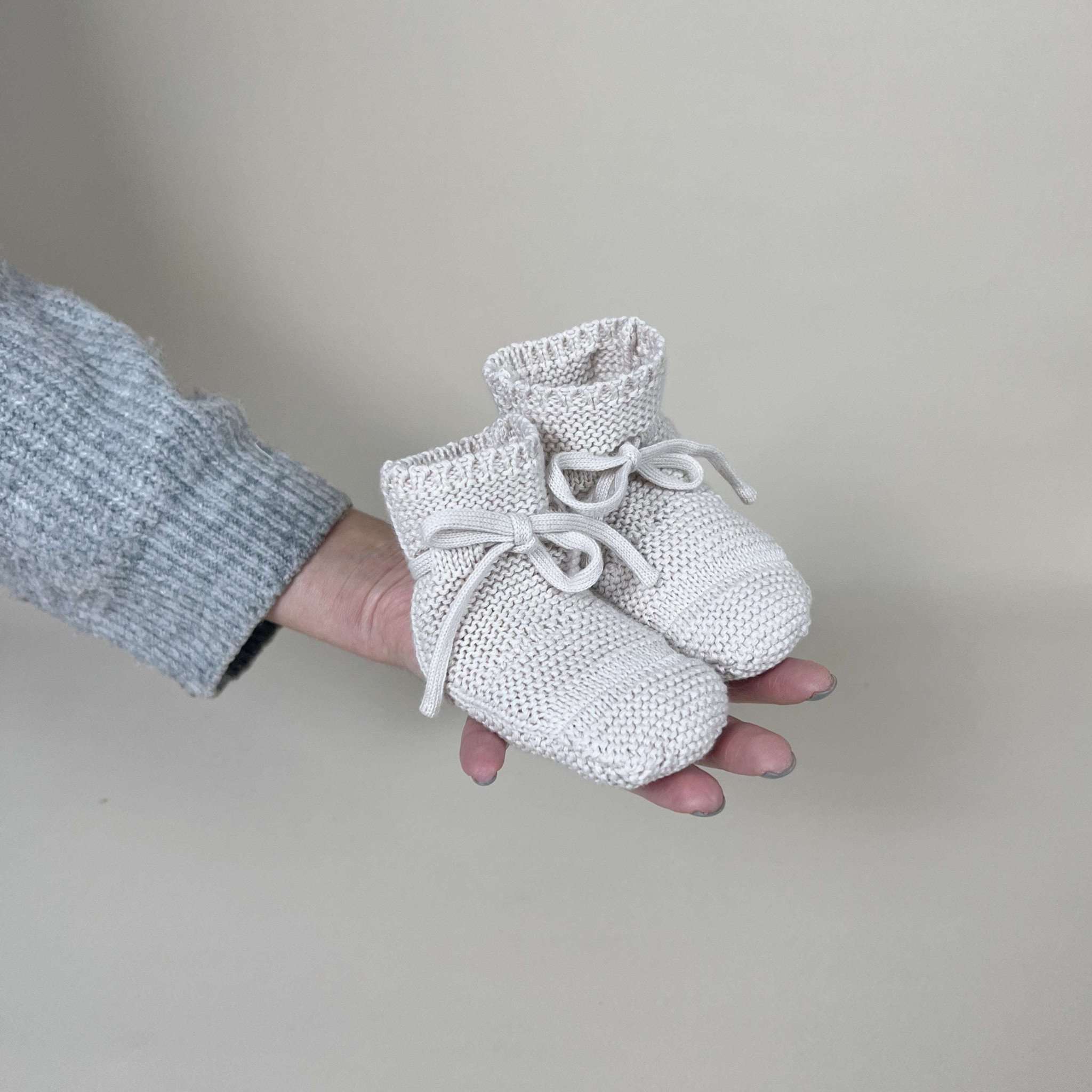 Organic Knit Booties - Sand - Image 10