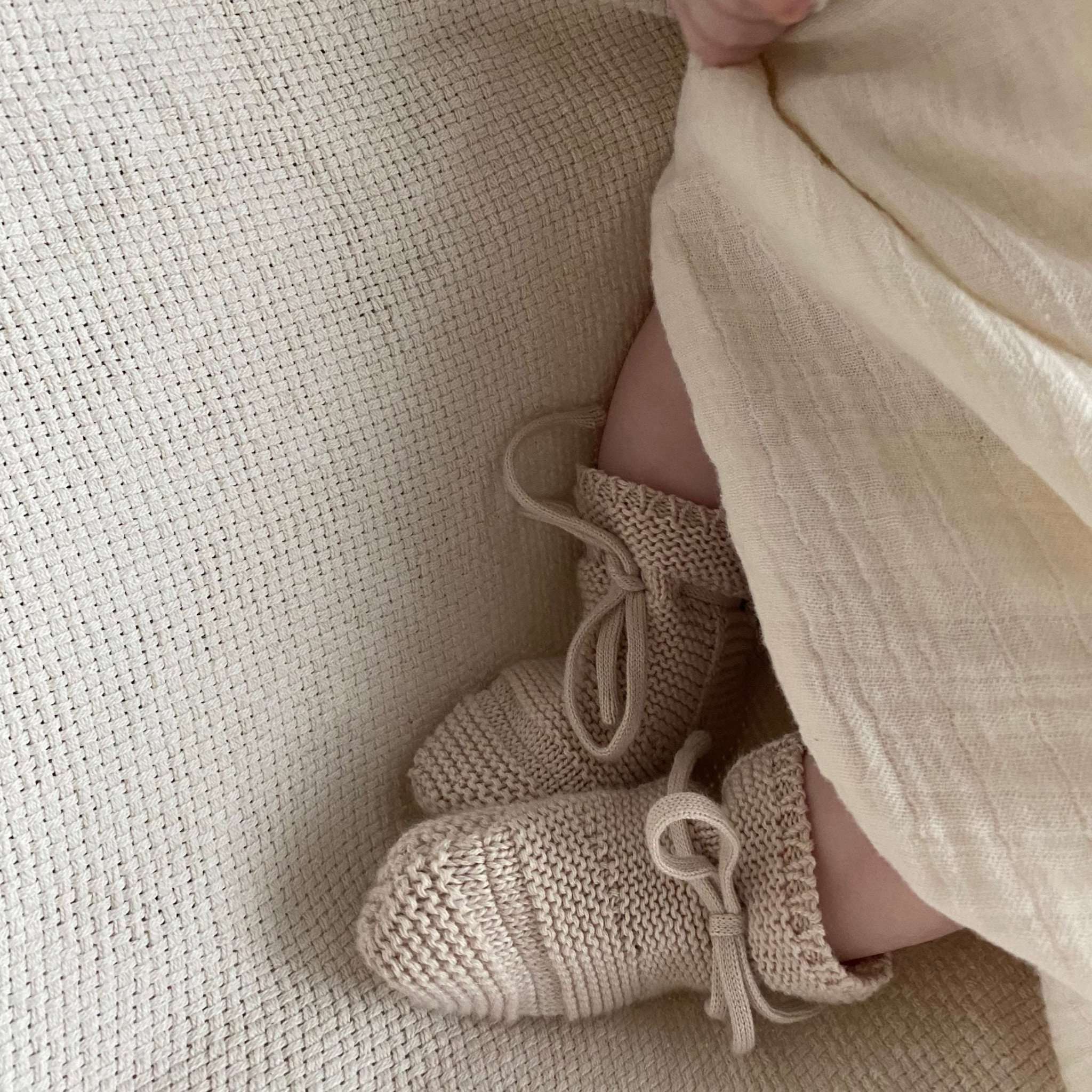 Organic Knit Booties - Sand - Image 3