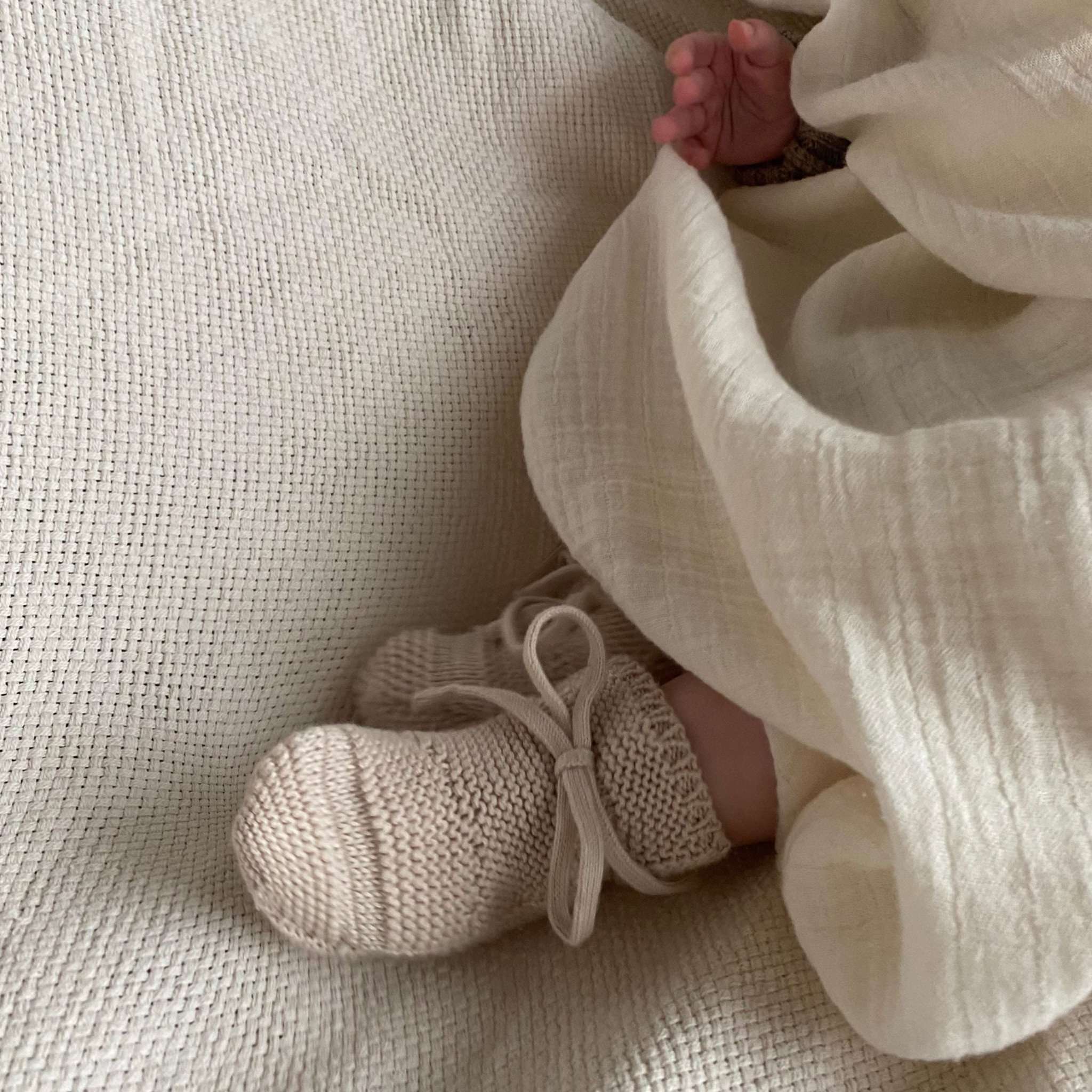 Organic Knit Booties - Sand - Image 5