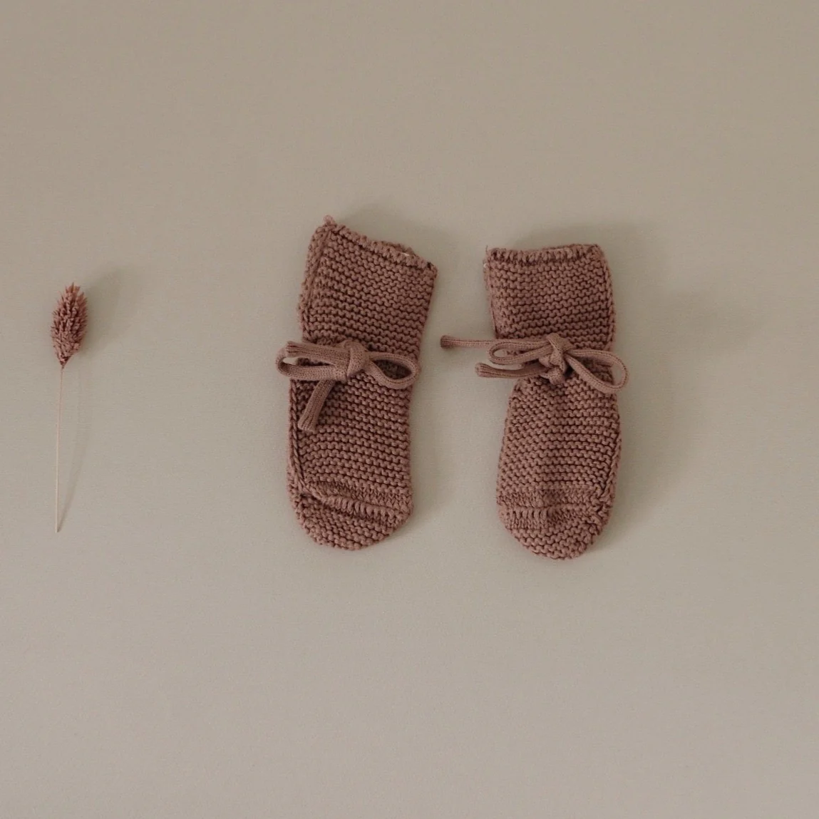 Organic Knit Booties - Walnut - S A L E - Image 4