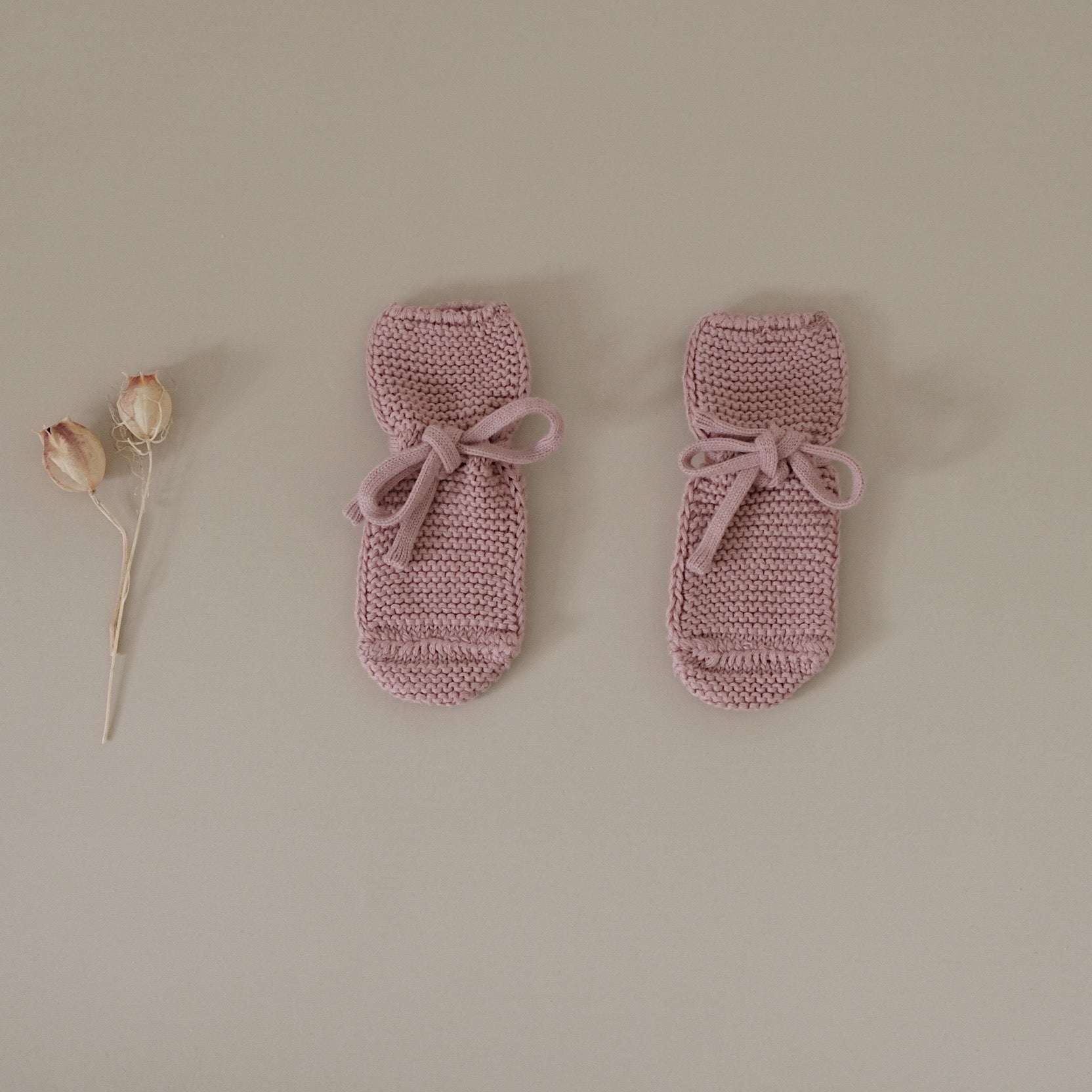 Organic Knit Booties - Dusty Rose - Image 5