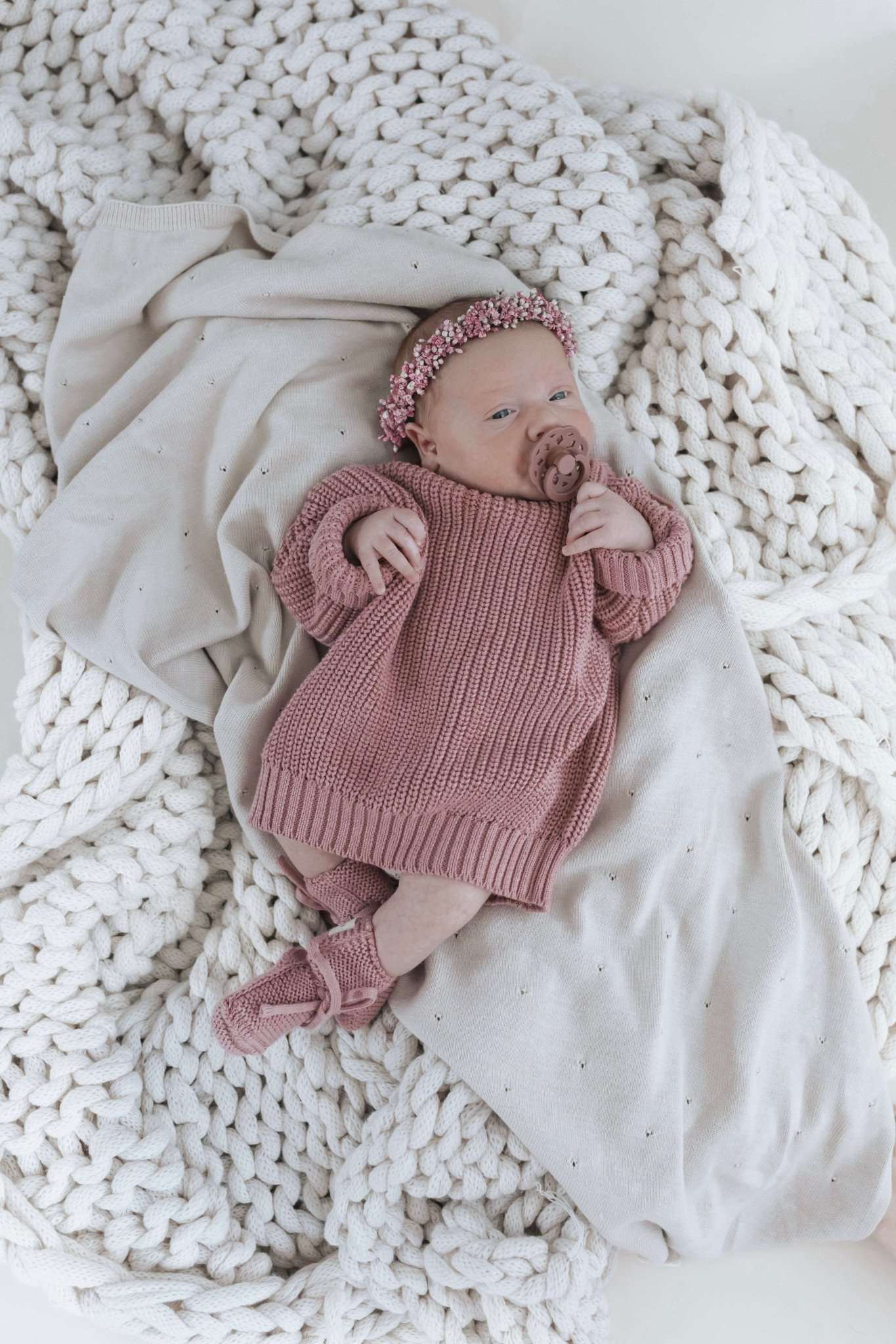 Organic Knit Booties - Dusty Rose - Image 7