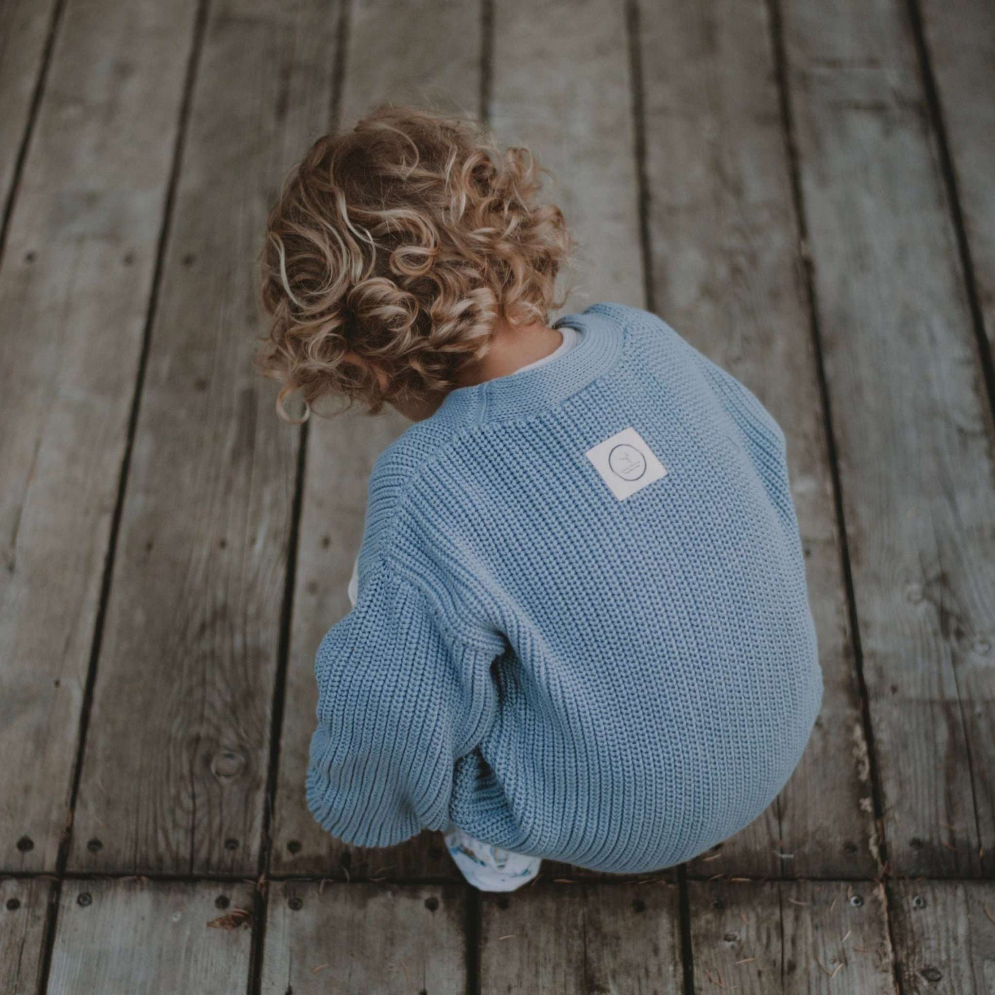 Organic Knit Cardigan - Dusty Blue - SALE - Image 8