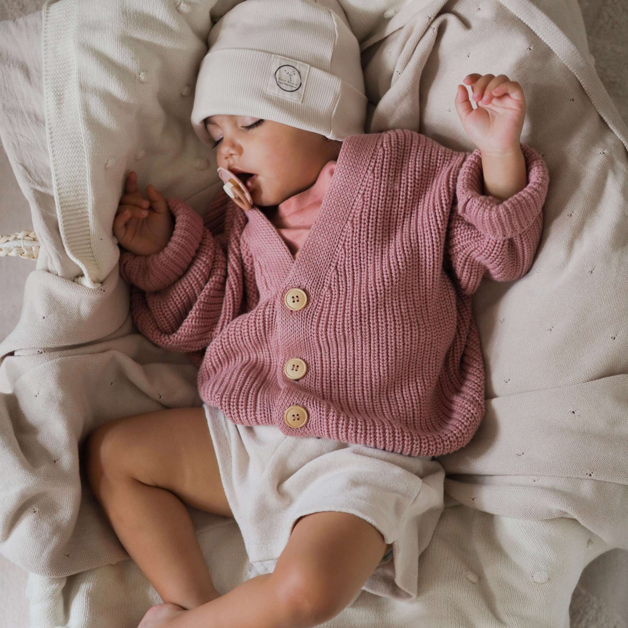 Organic Knit Cardigan - Dusty Rose - SALE - Image 3