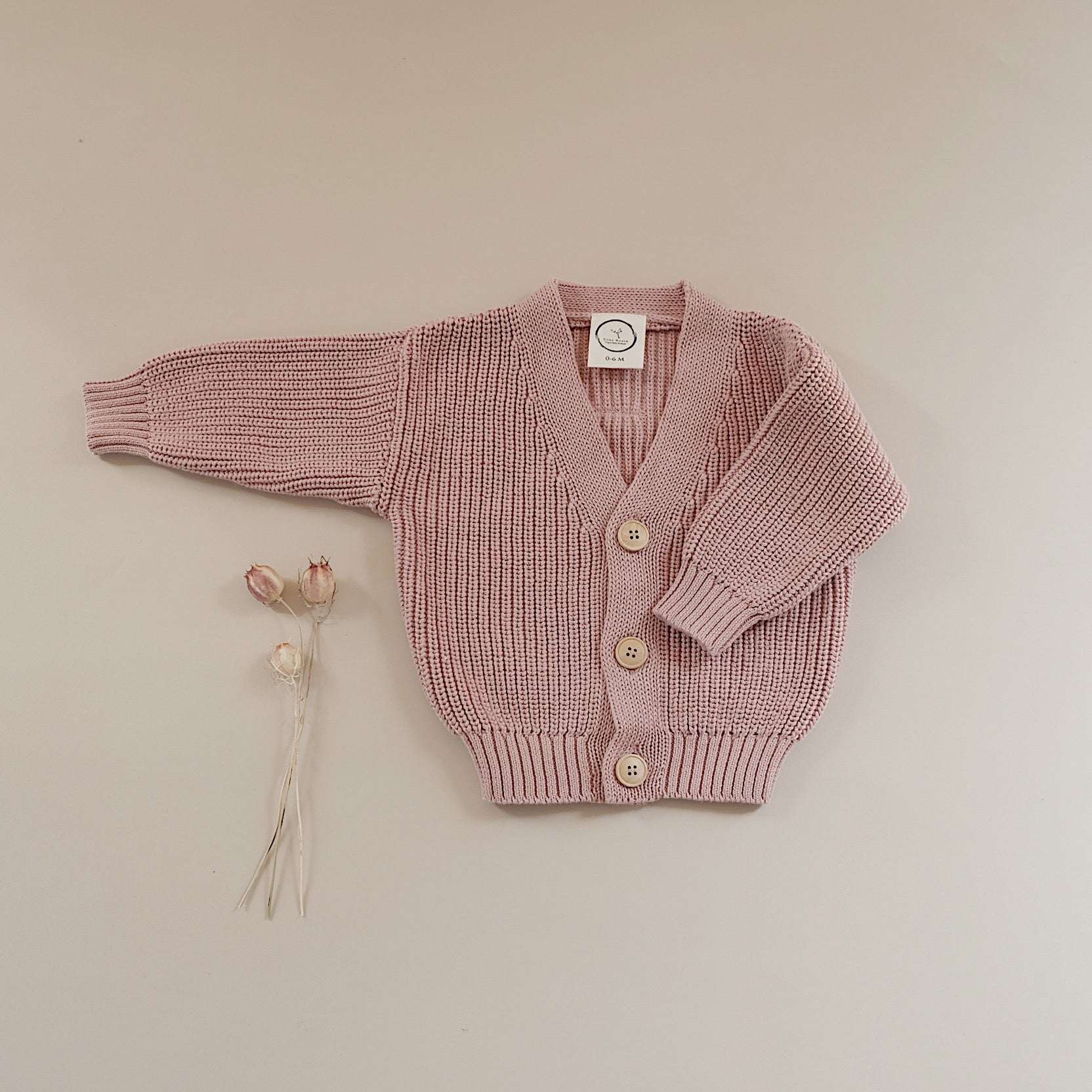 Organic Knit Cardigan - Dusty Rose - SALE - Image 6