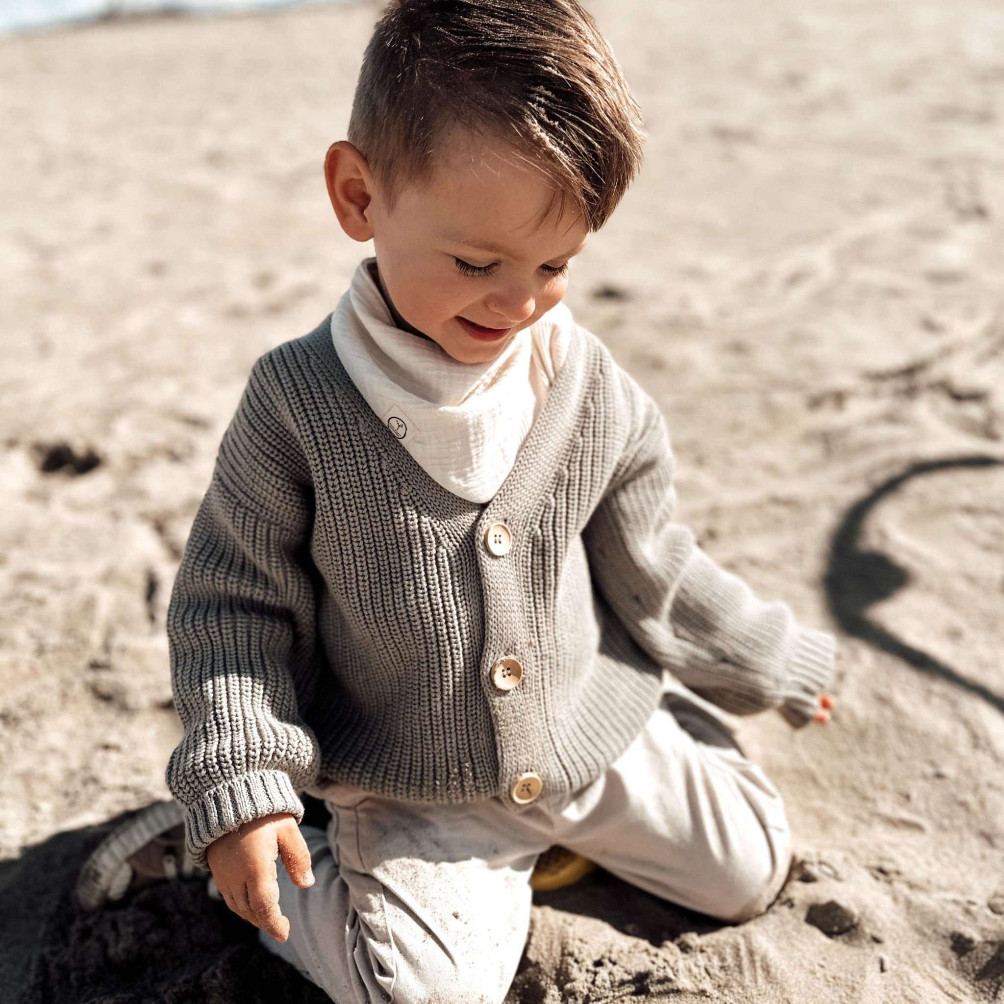 Organic Knit Cardigan - Khaki - SALE - Image 8