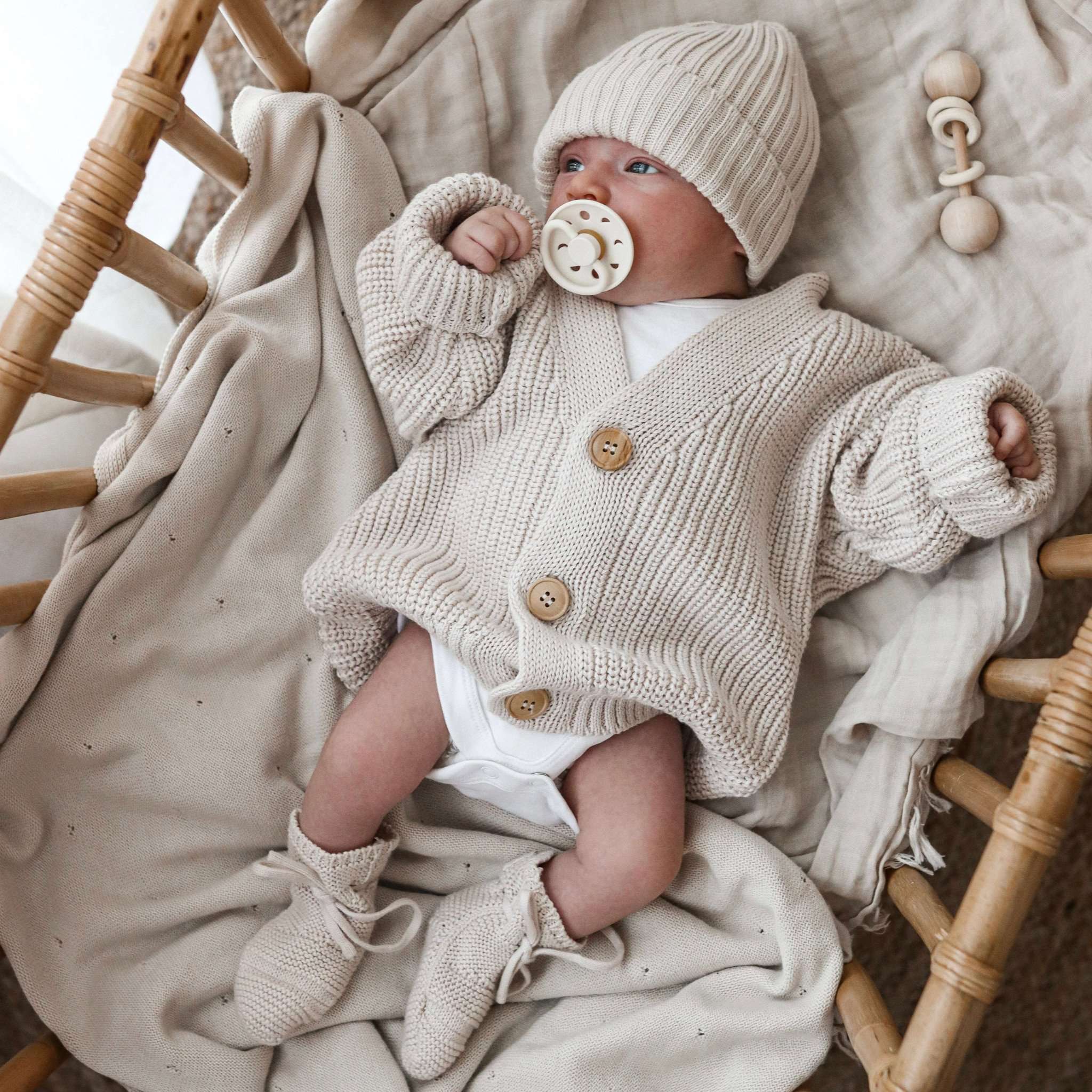 Organic Knit Cardigan - Sand - SALE - Image 3