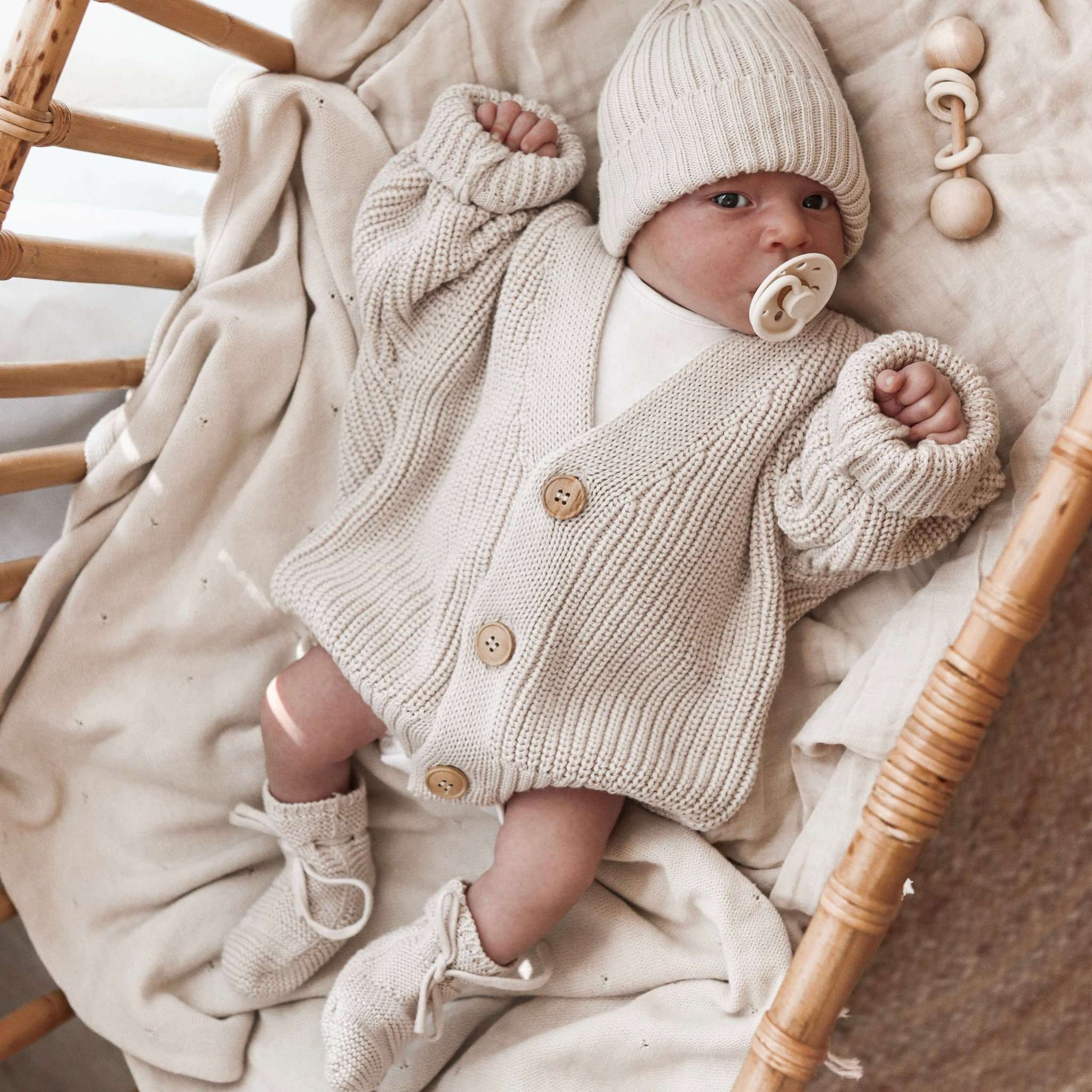 Organic Knit Cardigan - Sand - SALE - Image 6