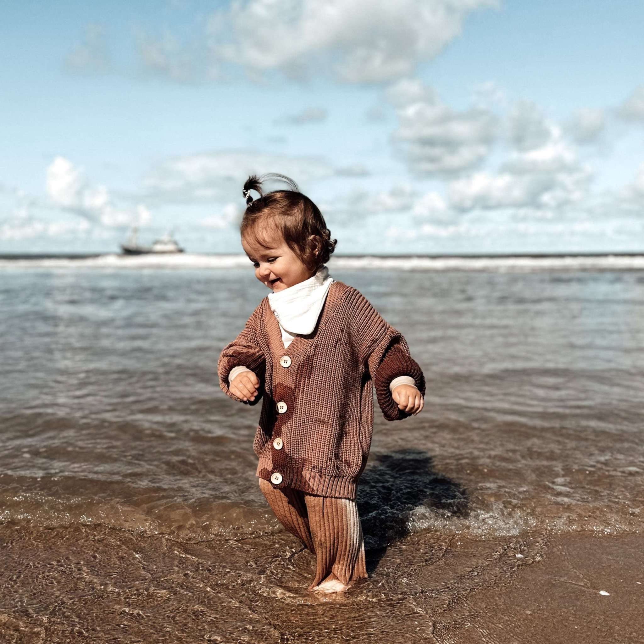 Organic Knit Cardigan - Walnut- S A L E - Image 4