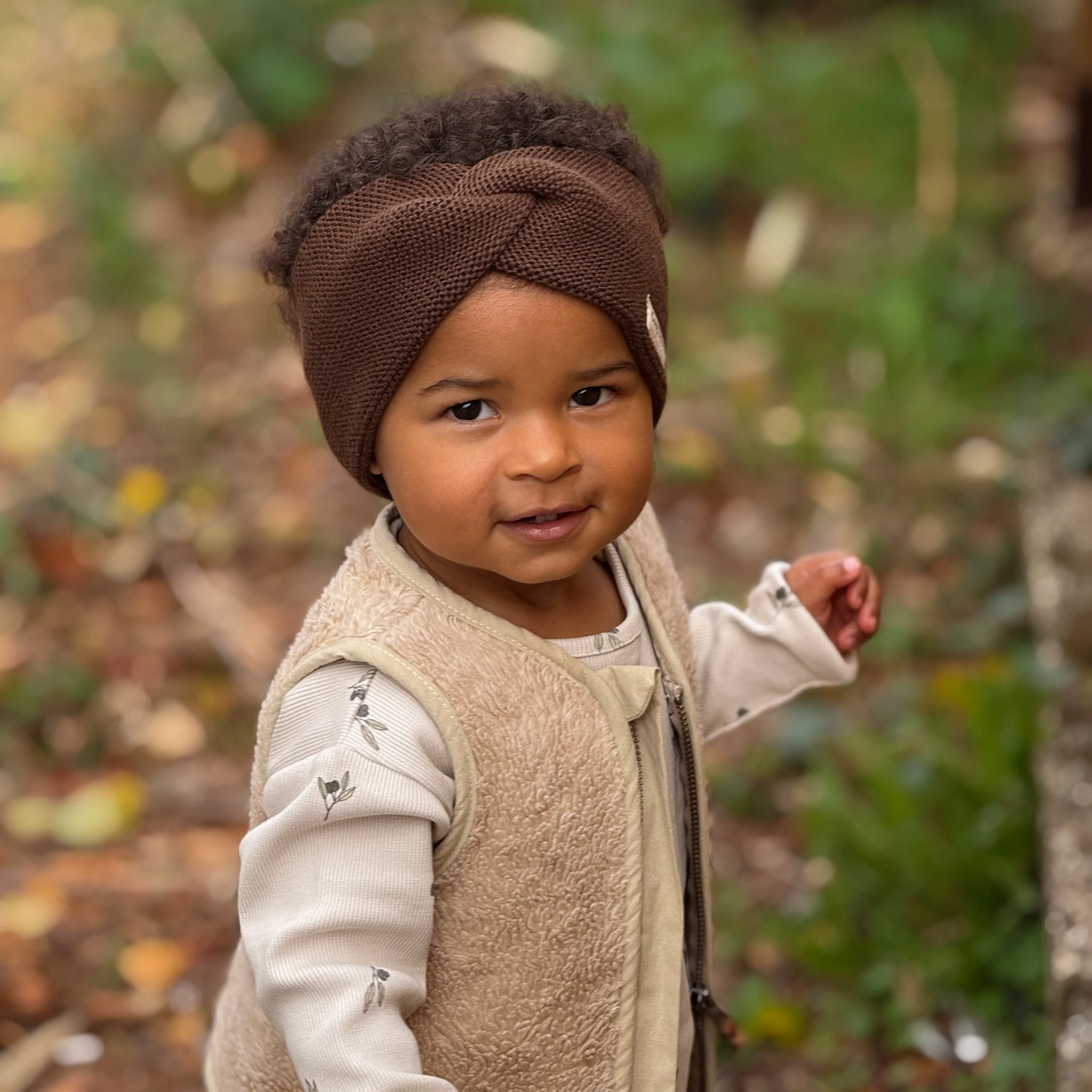Organic Knit Headband - Chocolate Brown - Image 2