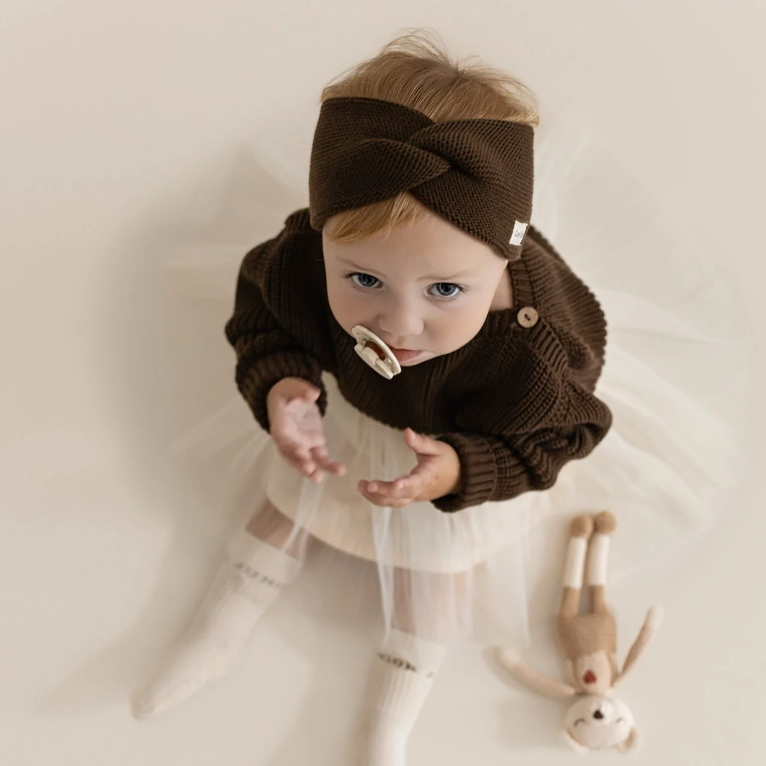 Organic Knit Headband - Chocolate Brown - Image 3