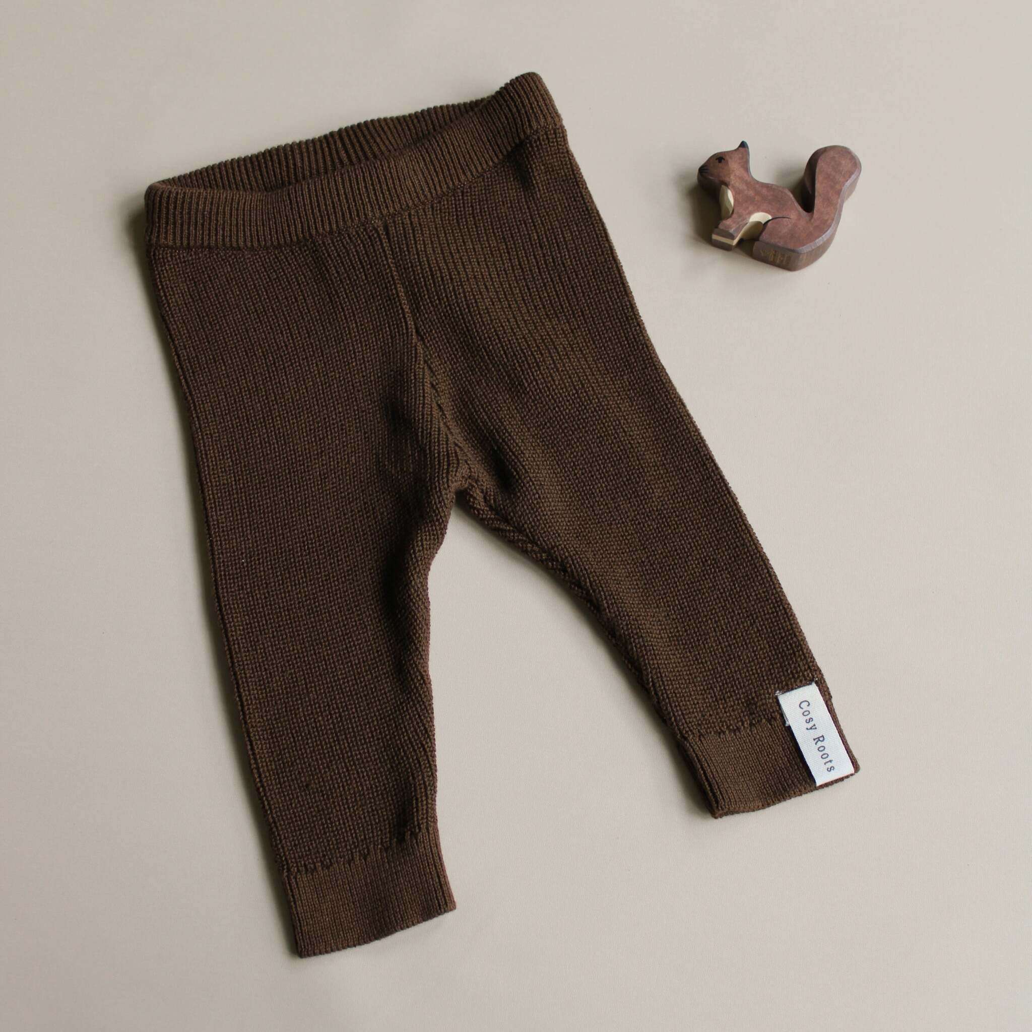 Organic Knit Leggings - Chocolate Brown - Image 3