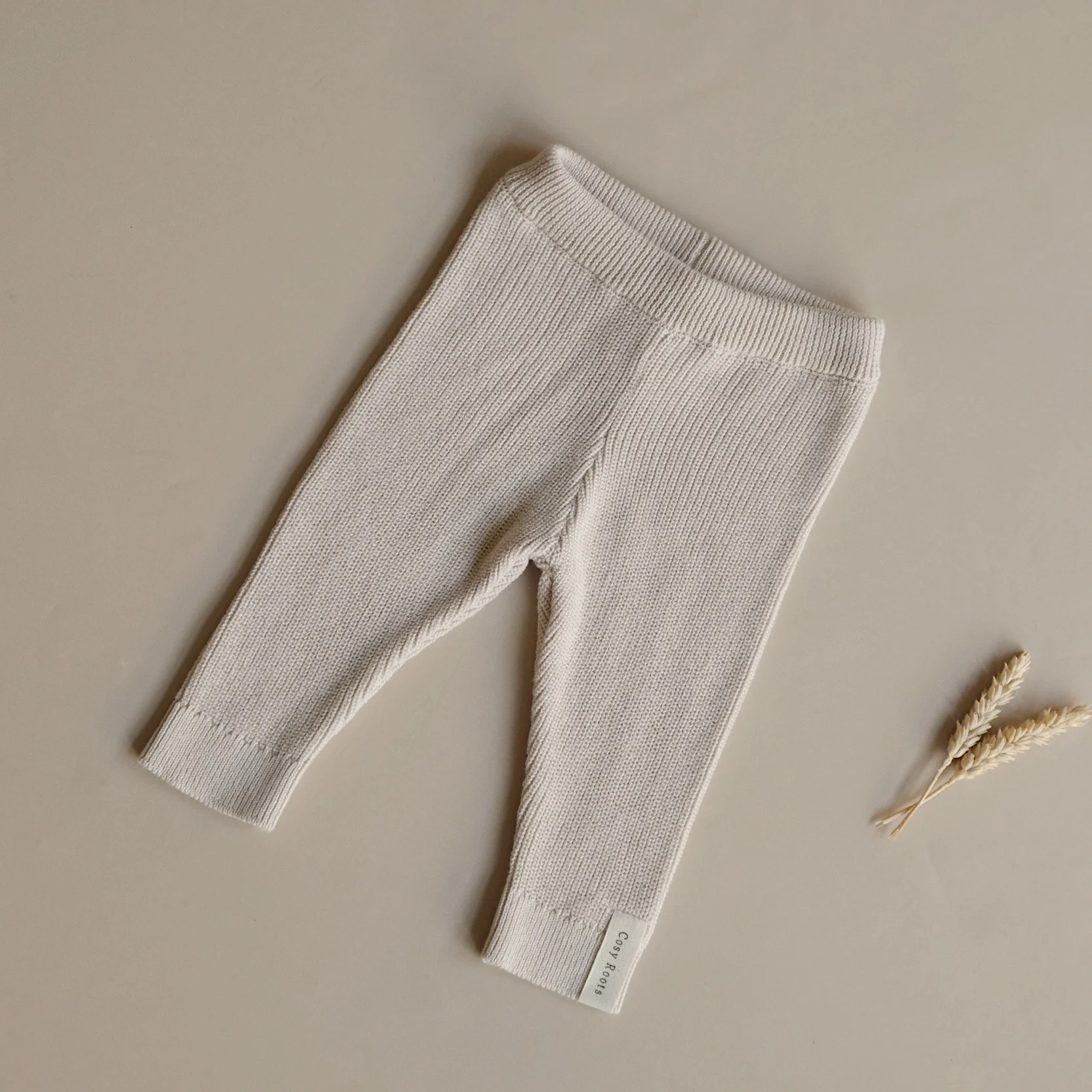 Organic Knit Leggings - Sand - Image 5