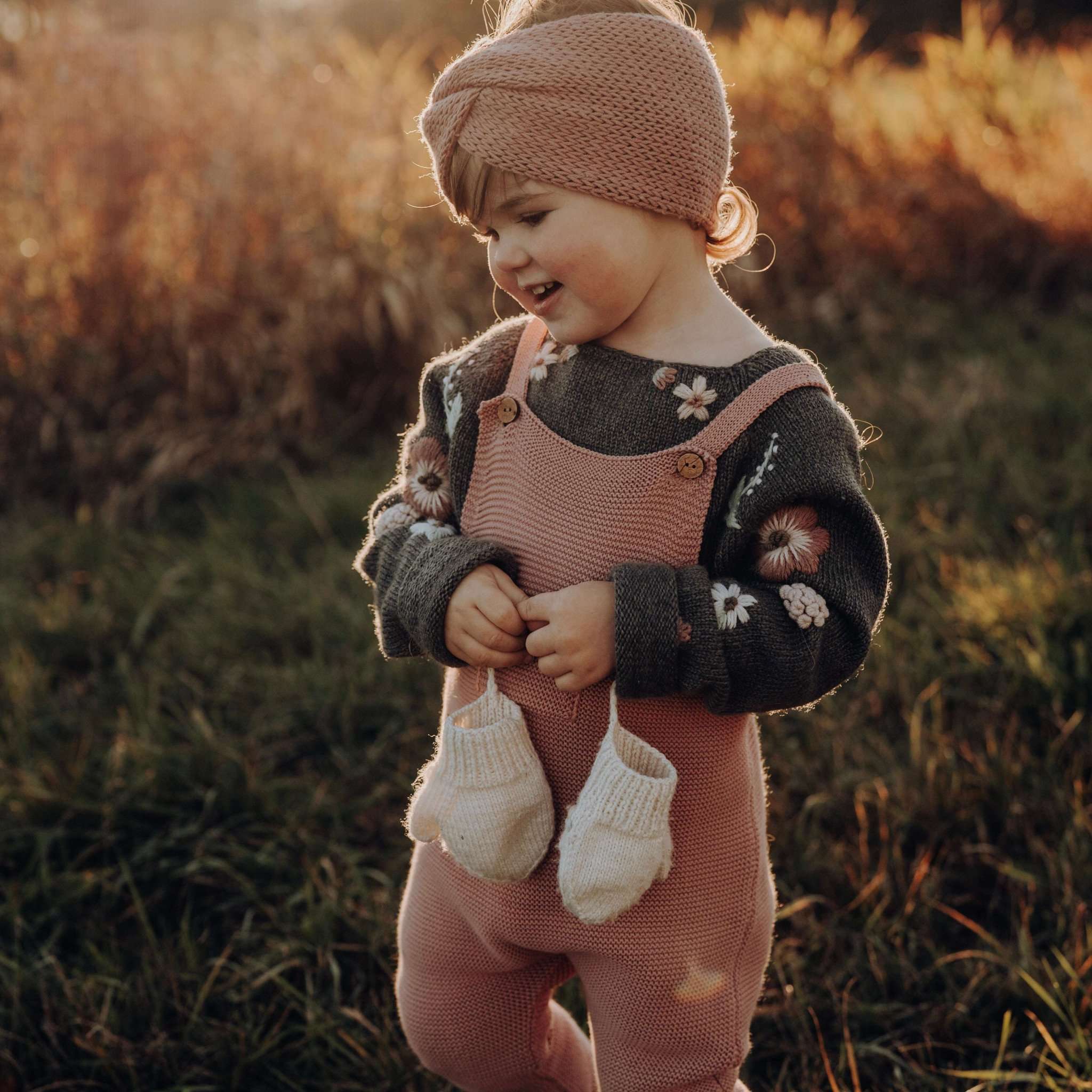 Organic Knit Dungarees - Dusty Rose - SALE - Image 10