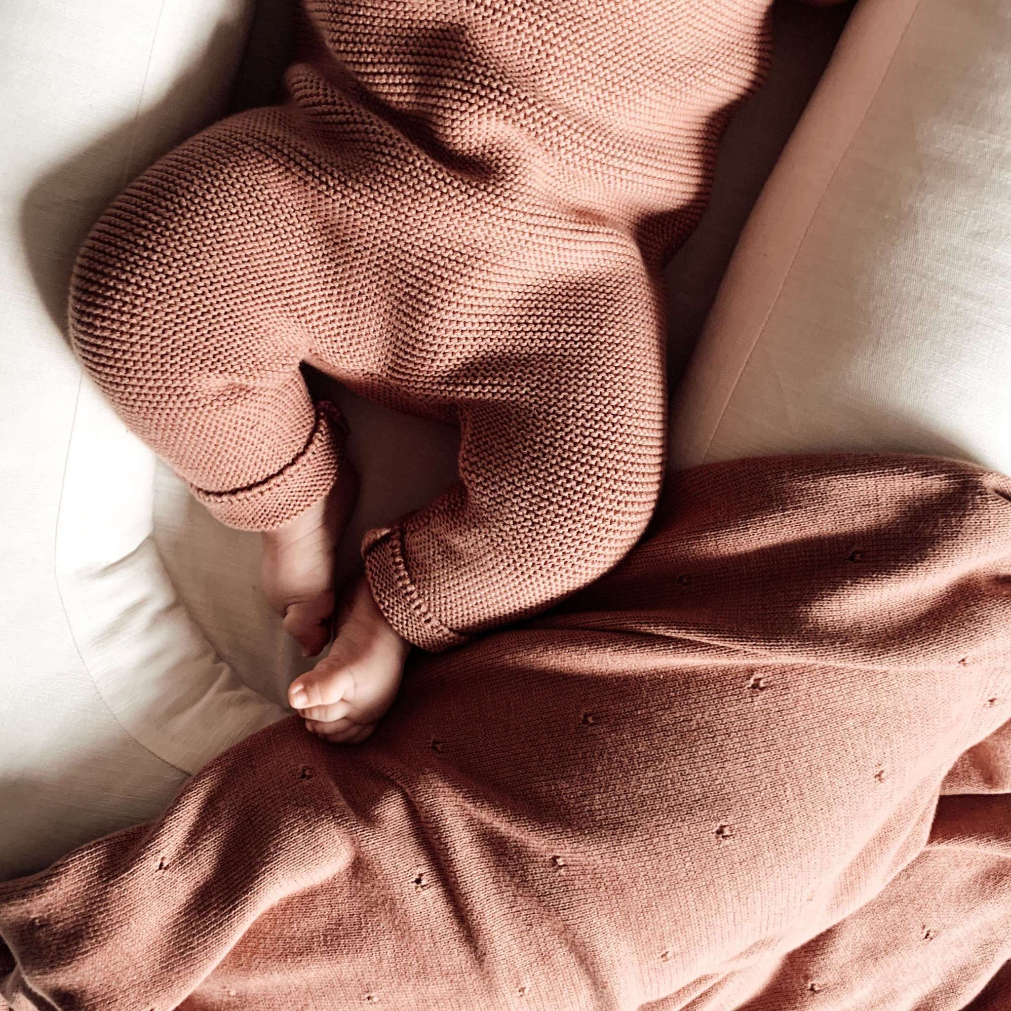 Organic Knit Dungarees - Dusty Rose - SALE - Image 3