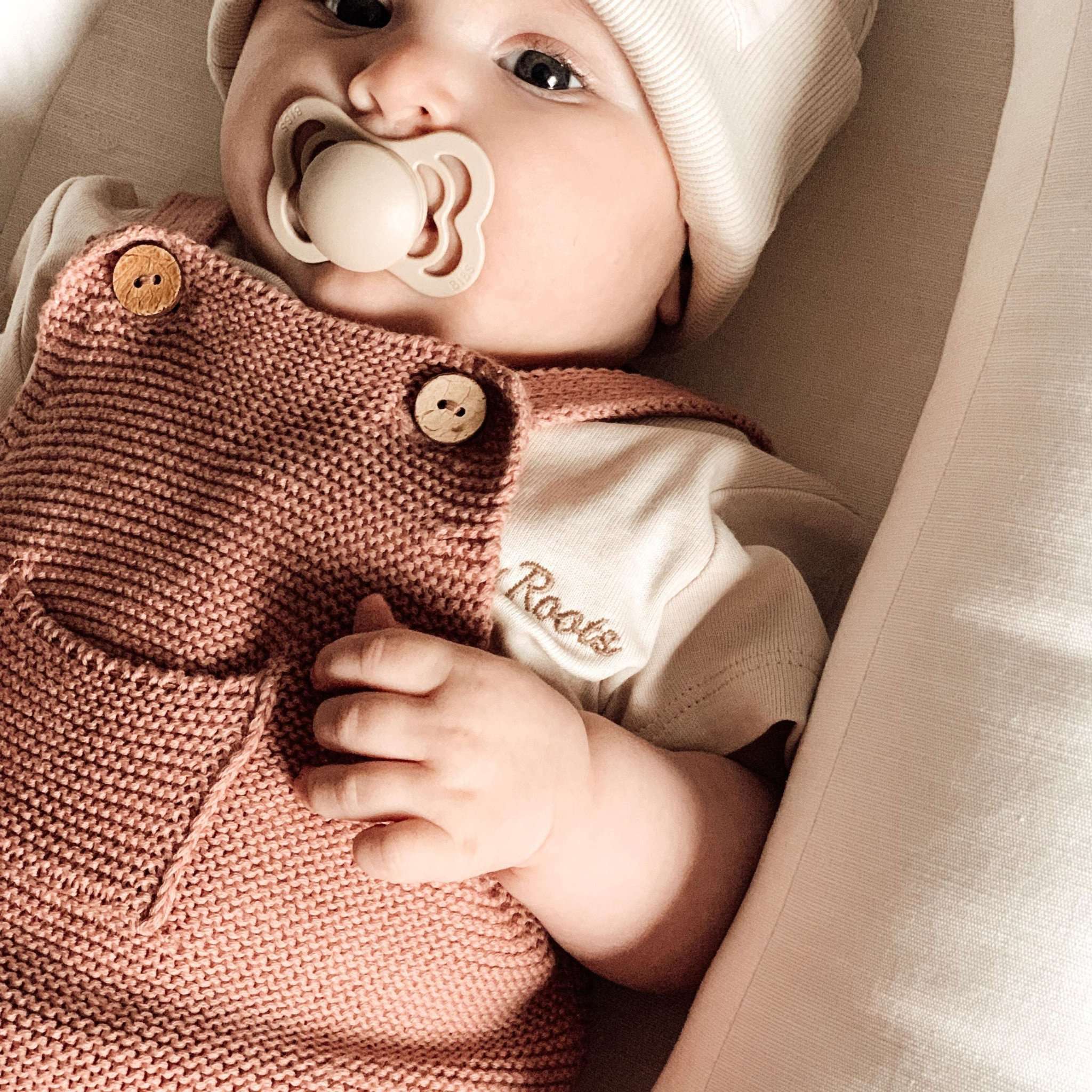 Organic Knit Dungarees - Dusty Rose - SALE - Image 4