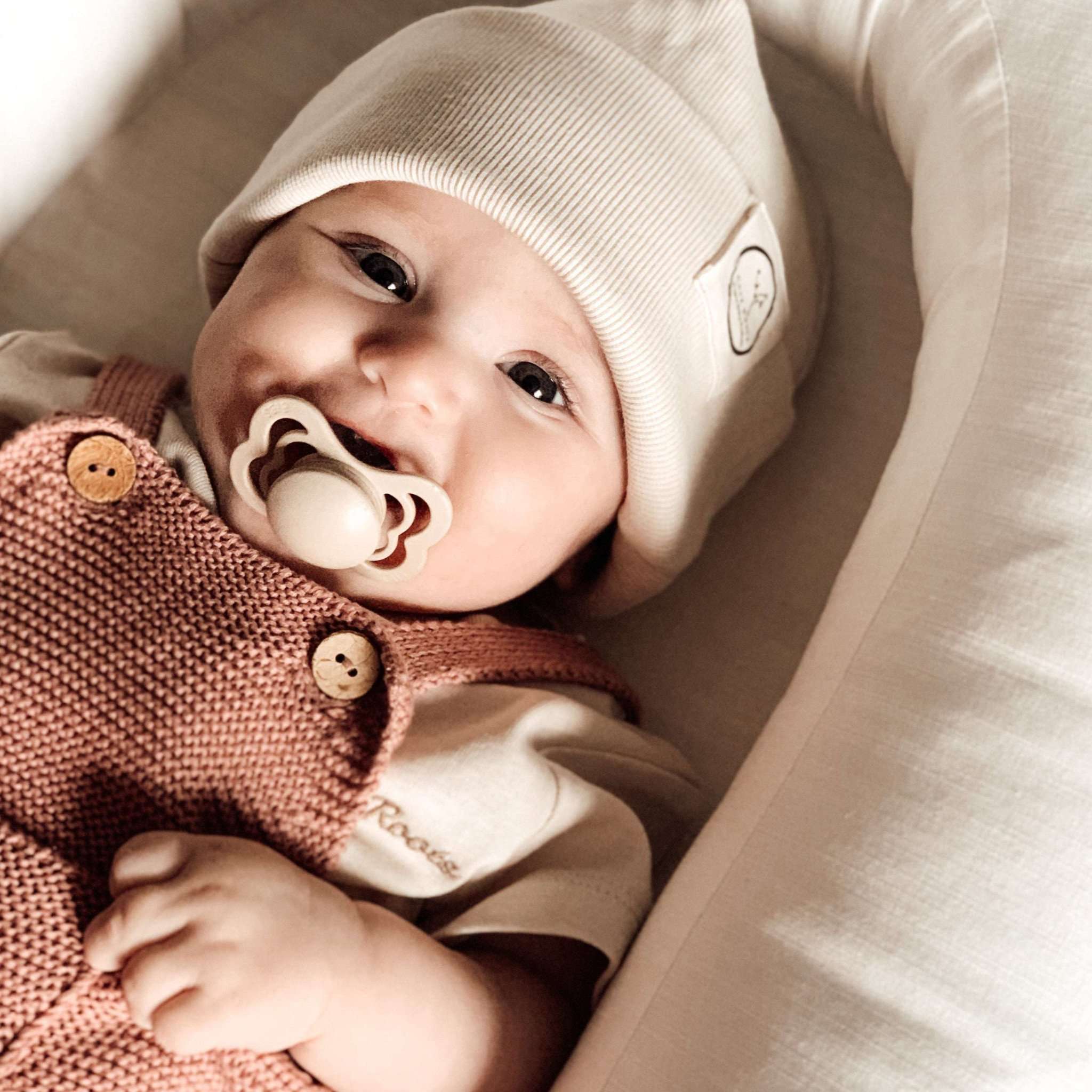 Organic Knit Dungarees - Dusty Rose - SALE - Image 6