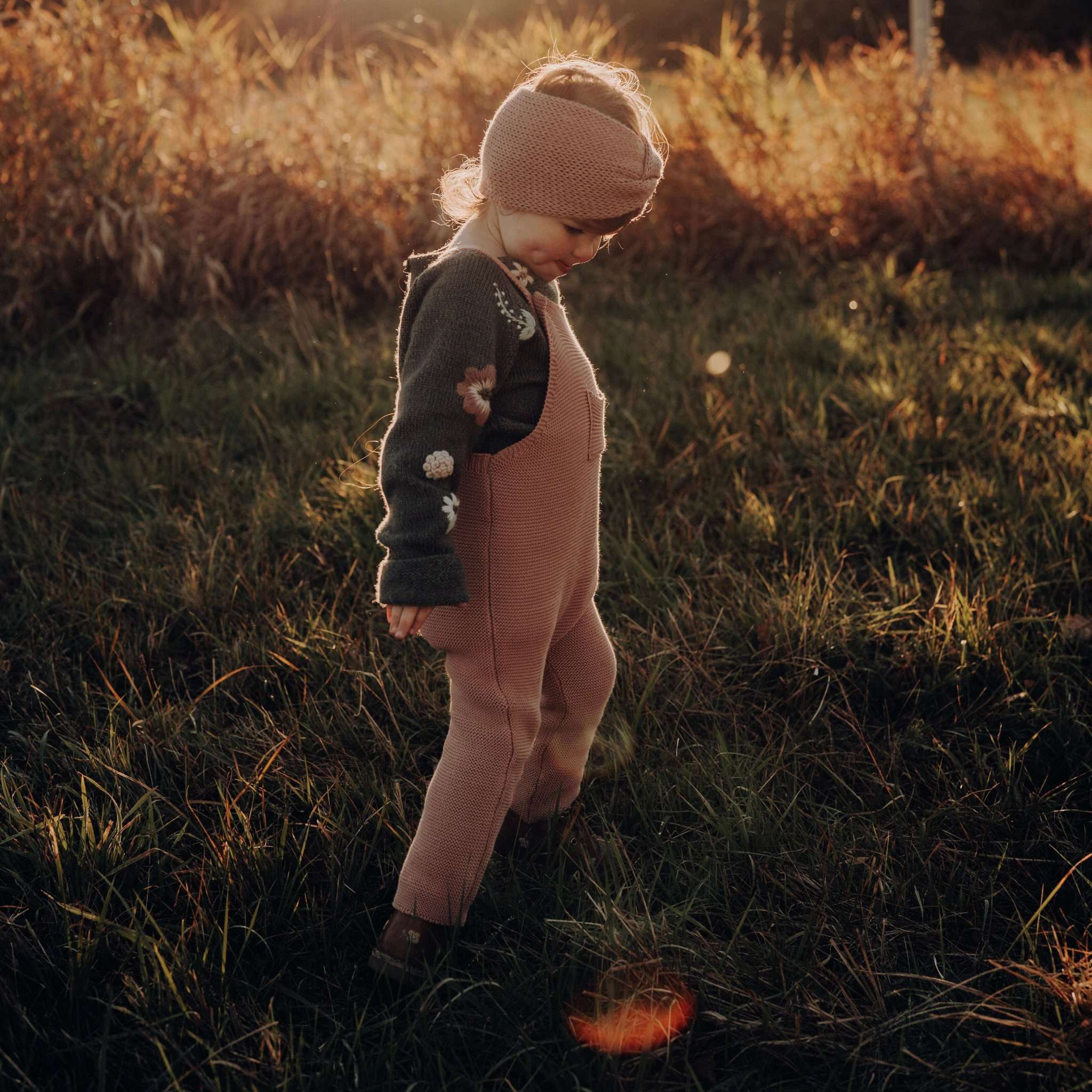 Organic Knit Dungarees - Dusty Rose - SALE - Image 7