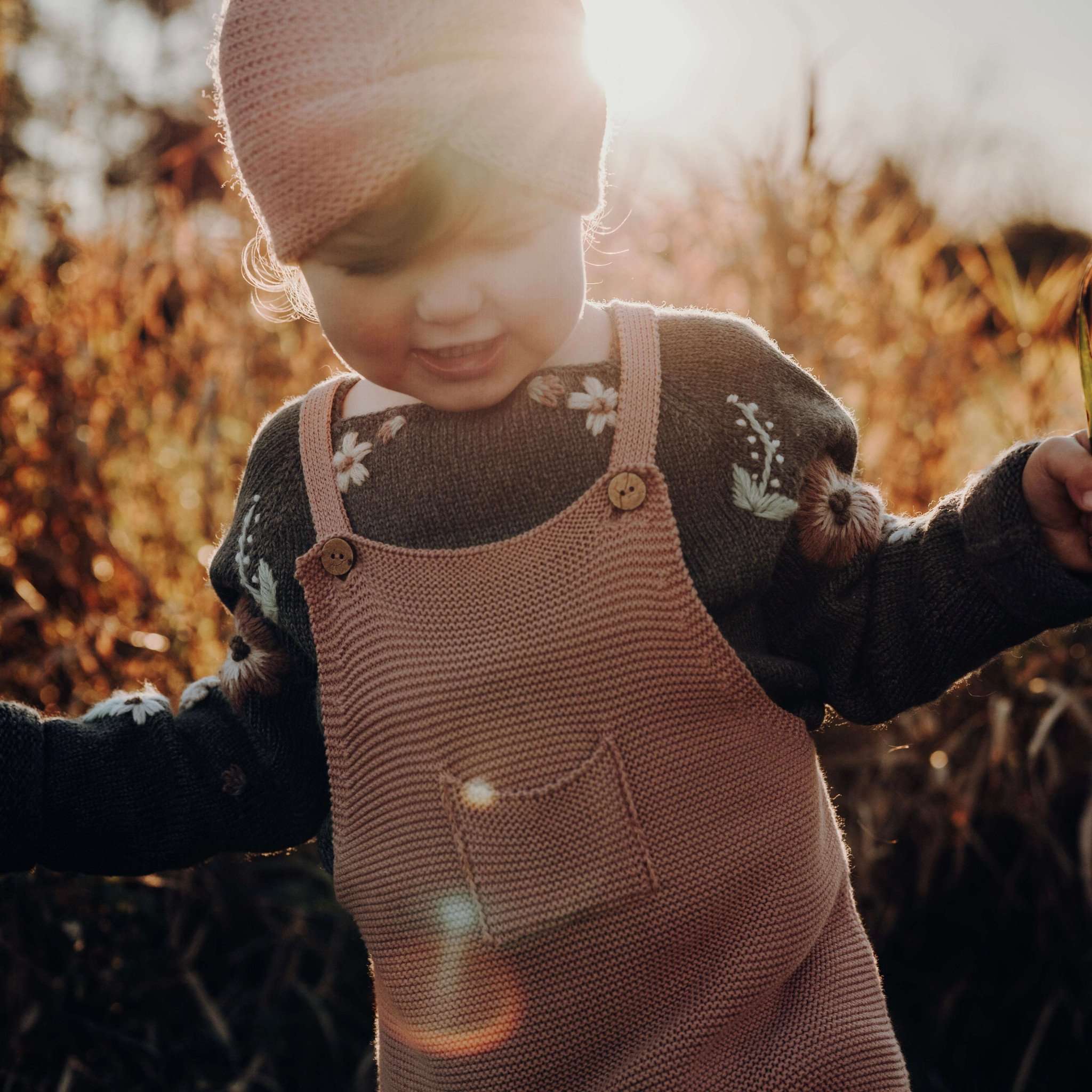 Organic Knit Dungarees - Dusty Rose - SALE - Image 8