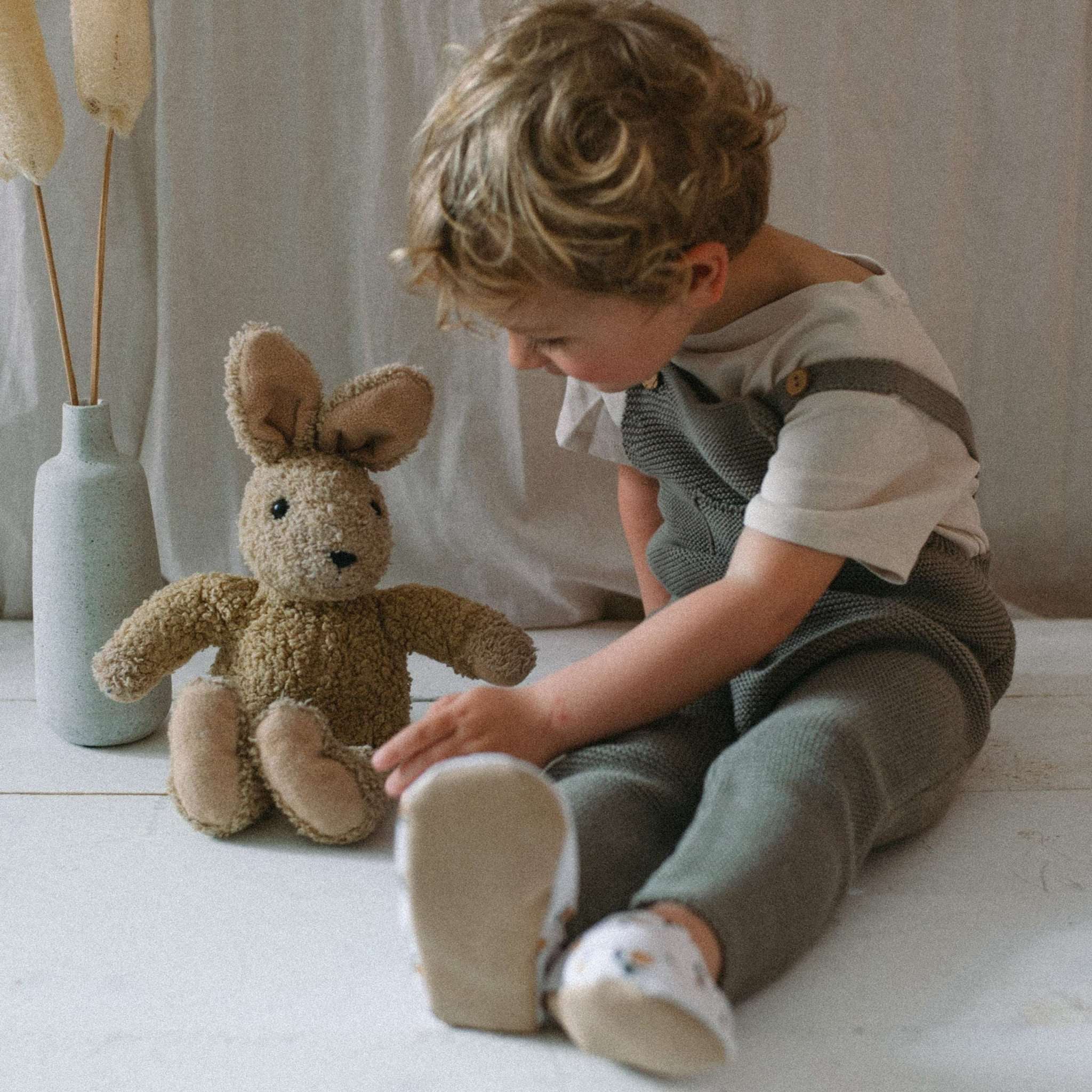 Organic Knit Dungarees - Khaki - S A L E - Image 10