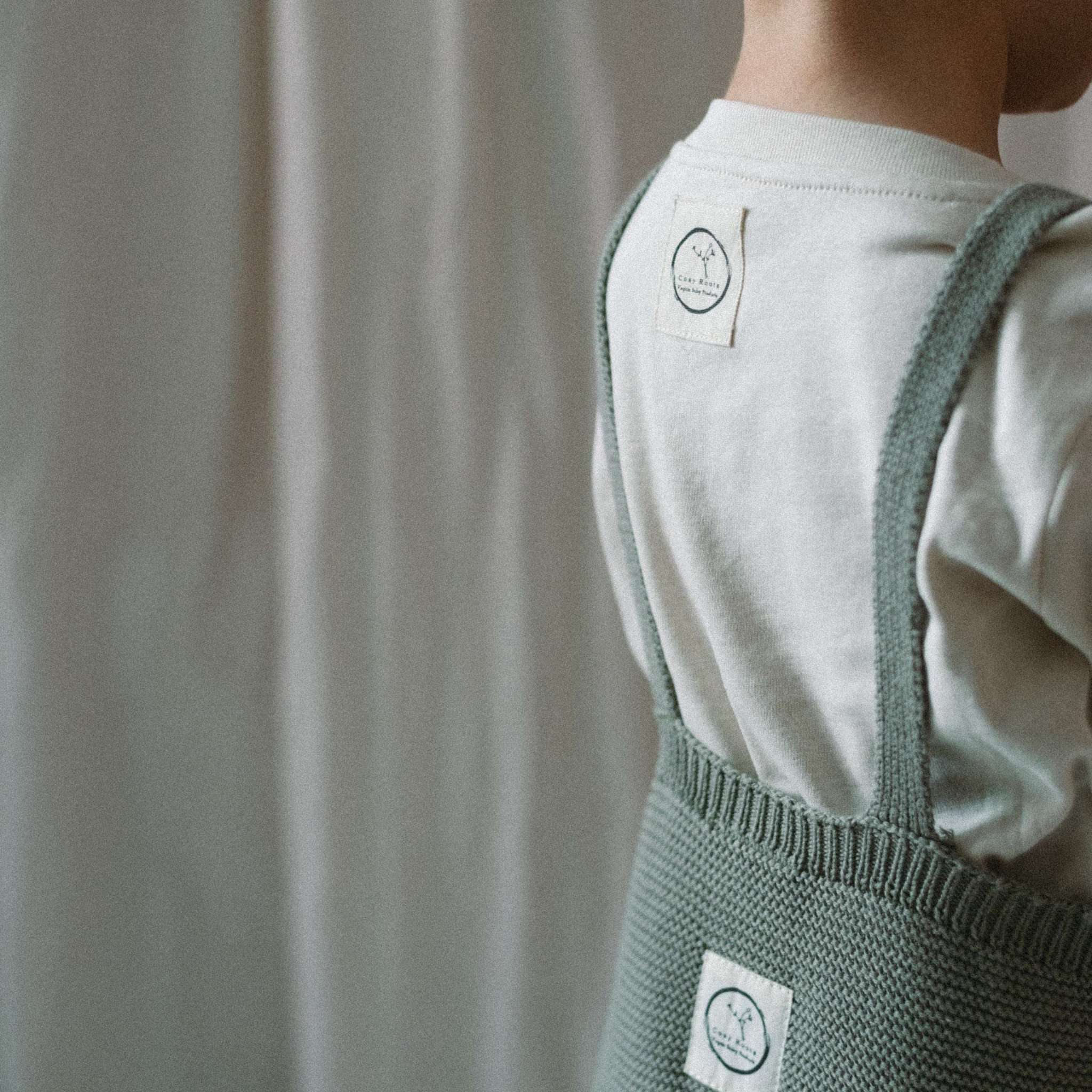 Organic Knit Dungarees - Khaki - S A L E - Image 12