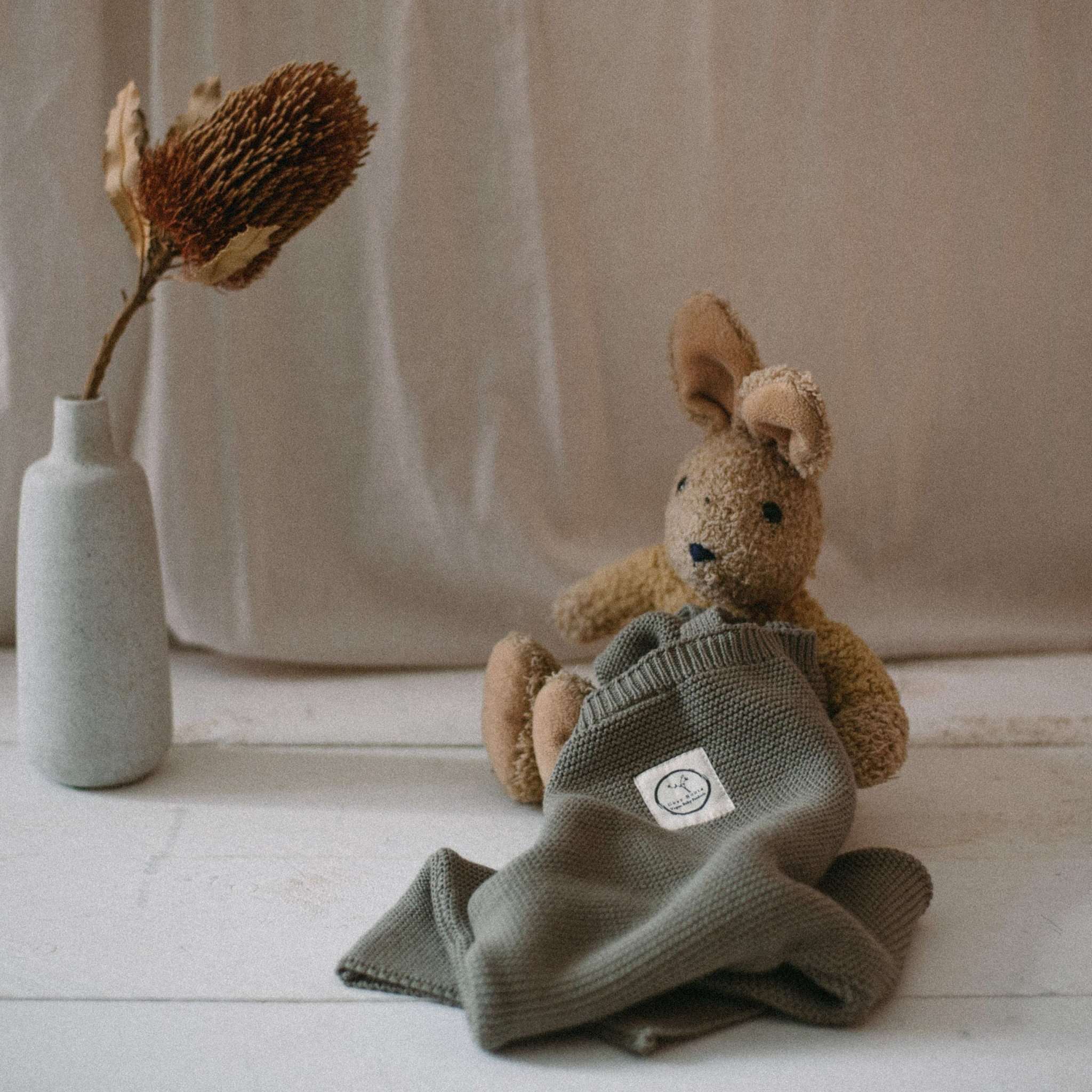 Organic Knit Dungarees - Khaki - S A L E - Image 13