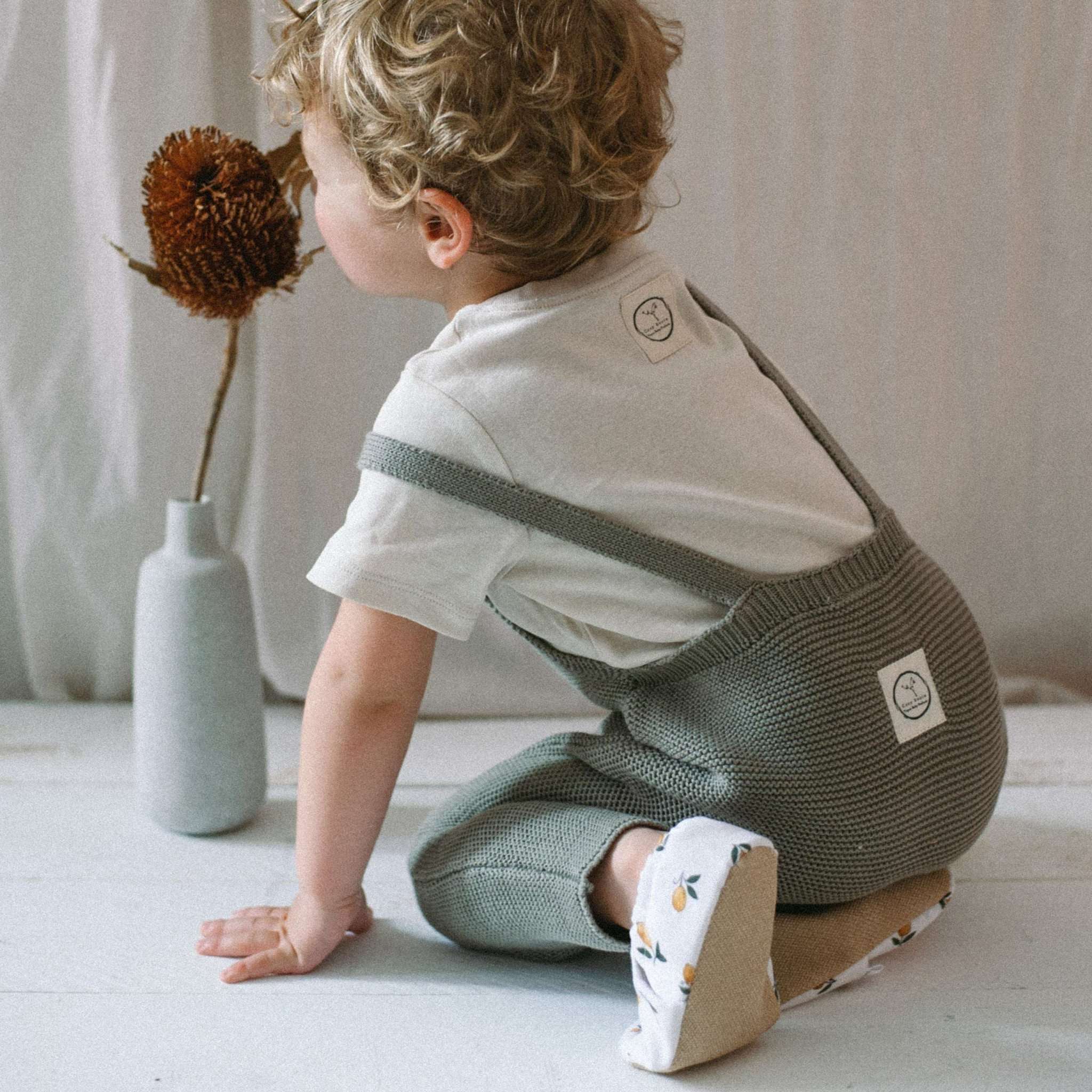 Organic Knit Dungarees - Khaki - S A L E - Image 7