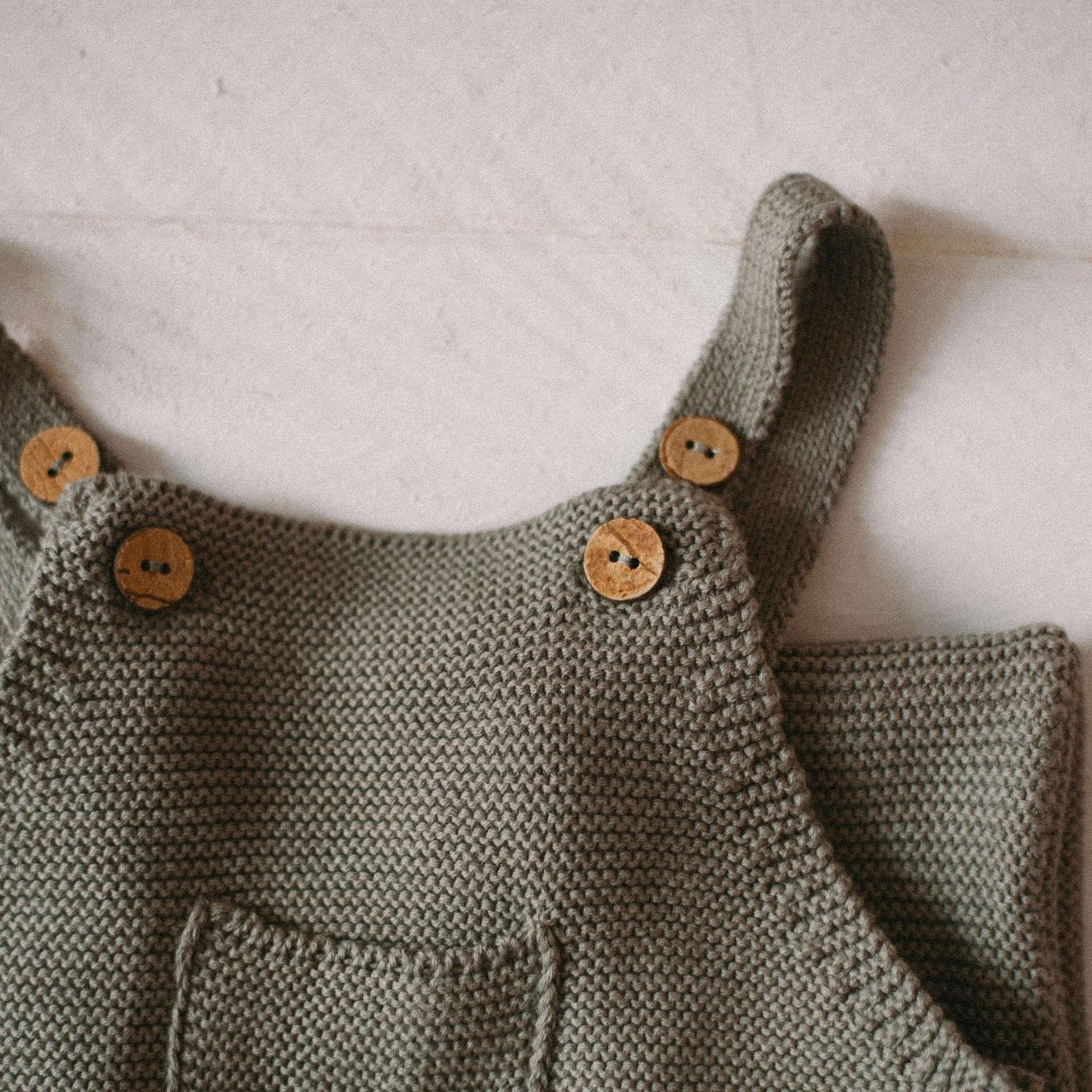 Organic Knit Dungarees - Khaki - S A L E - Image 8