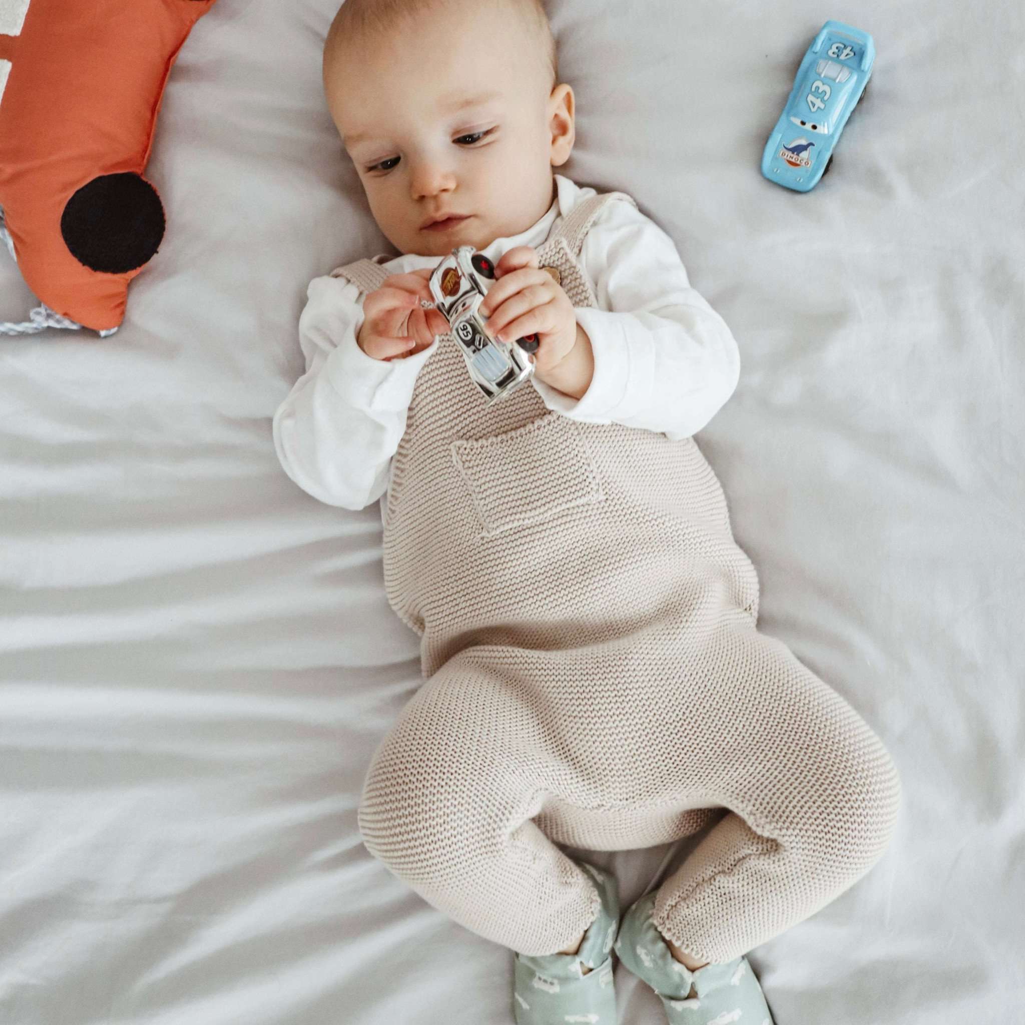 Organic Knit Dungarees - Sand - SALE - Image 15