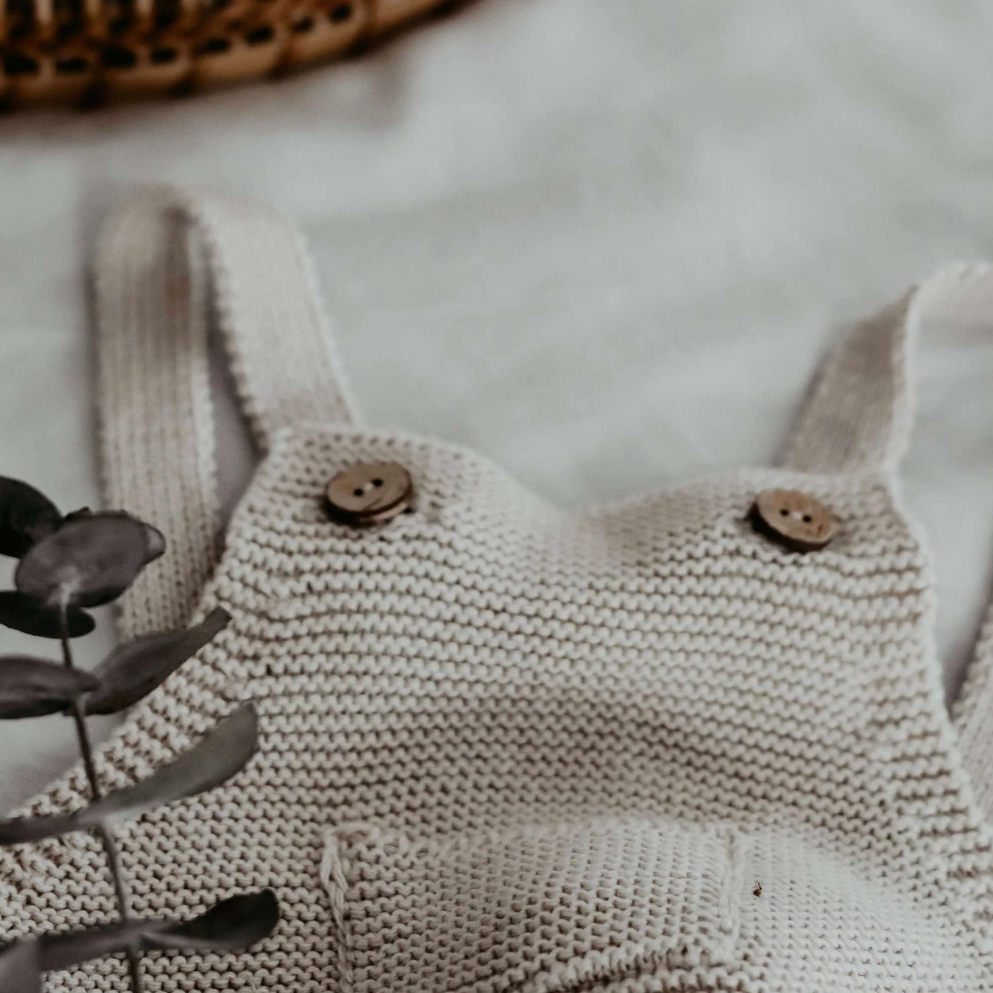 Organic Knit Dungarees - Sand - SALE - Image 17
