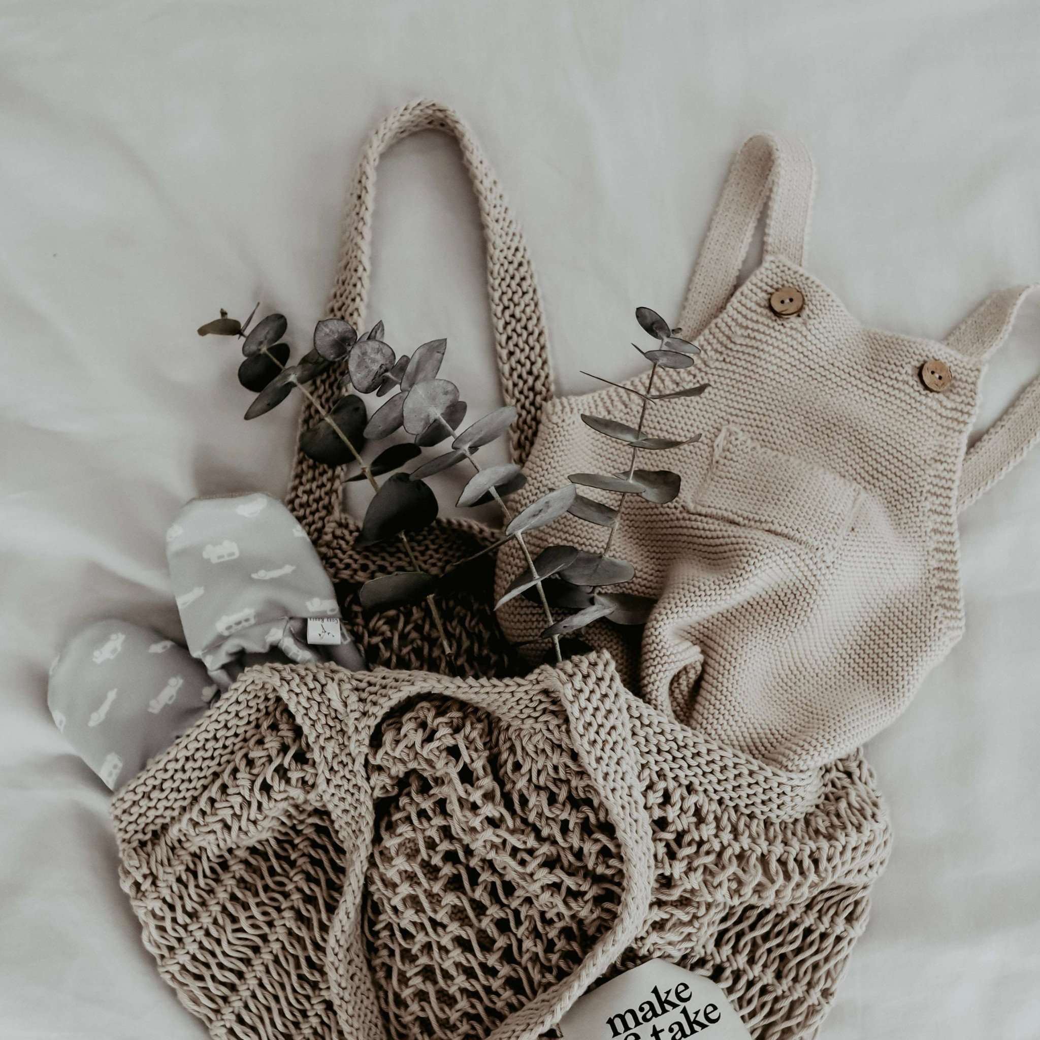 Organic Knit Dungarees - Sand - SALE - Image 19