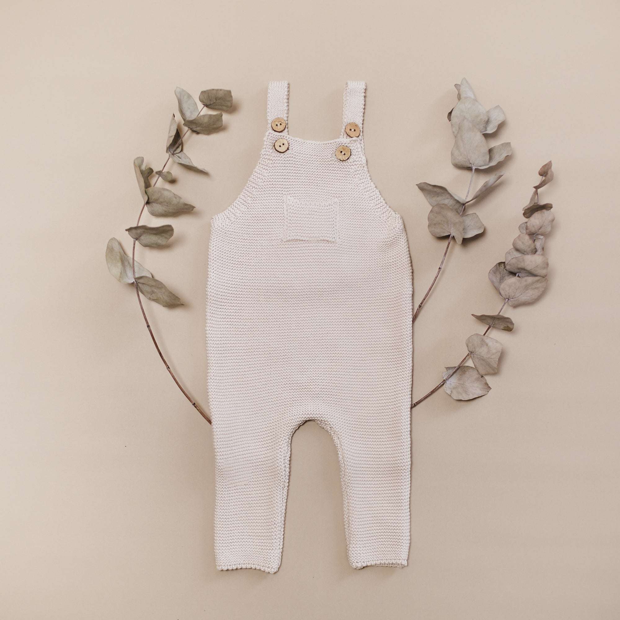 Organic Knit Dungarees - Sand - SALE - Image 23