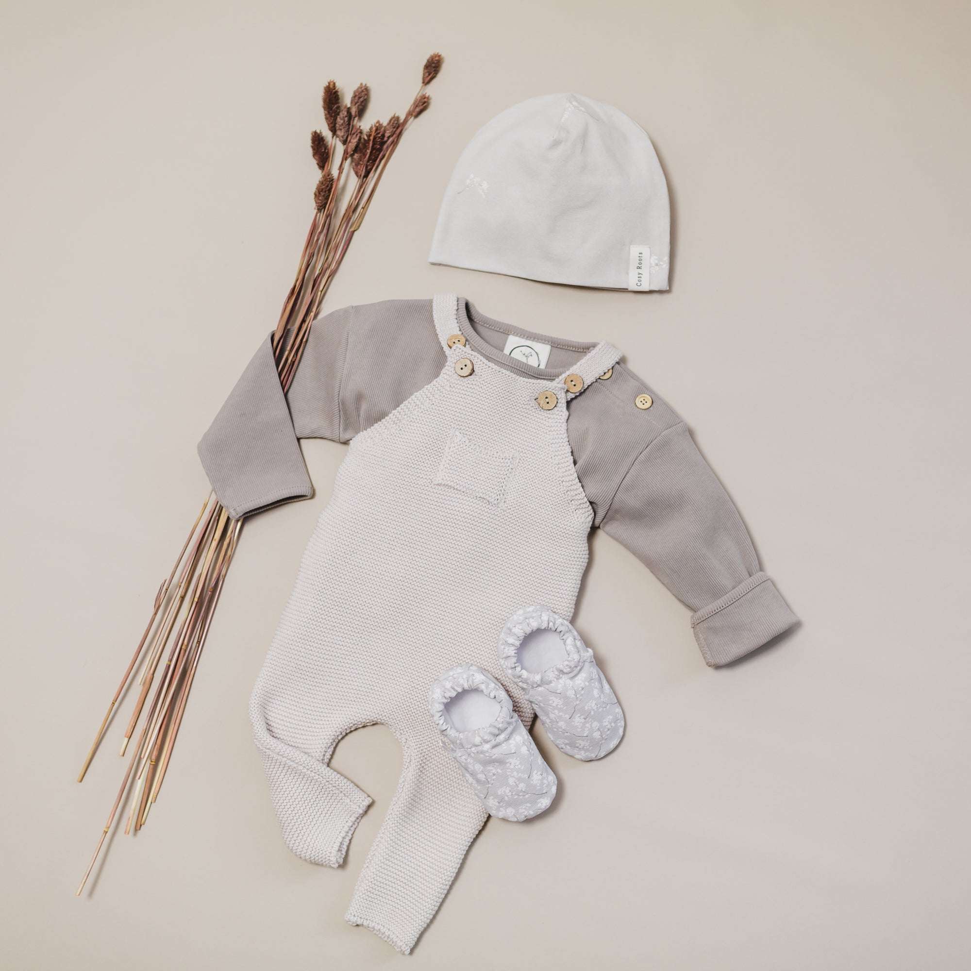 Organic Knit Dungarees - Sand - SALE - Image 25