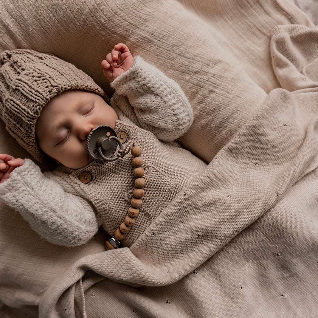 Organic Knit Dungarees - Sand - SALE - Image 3