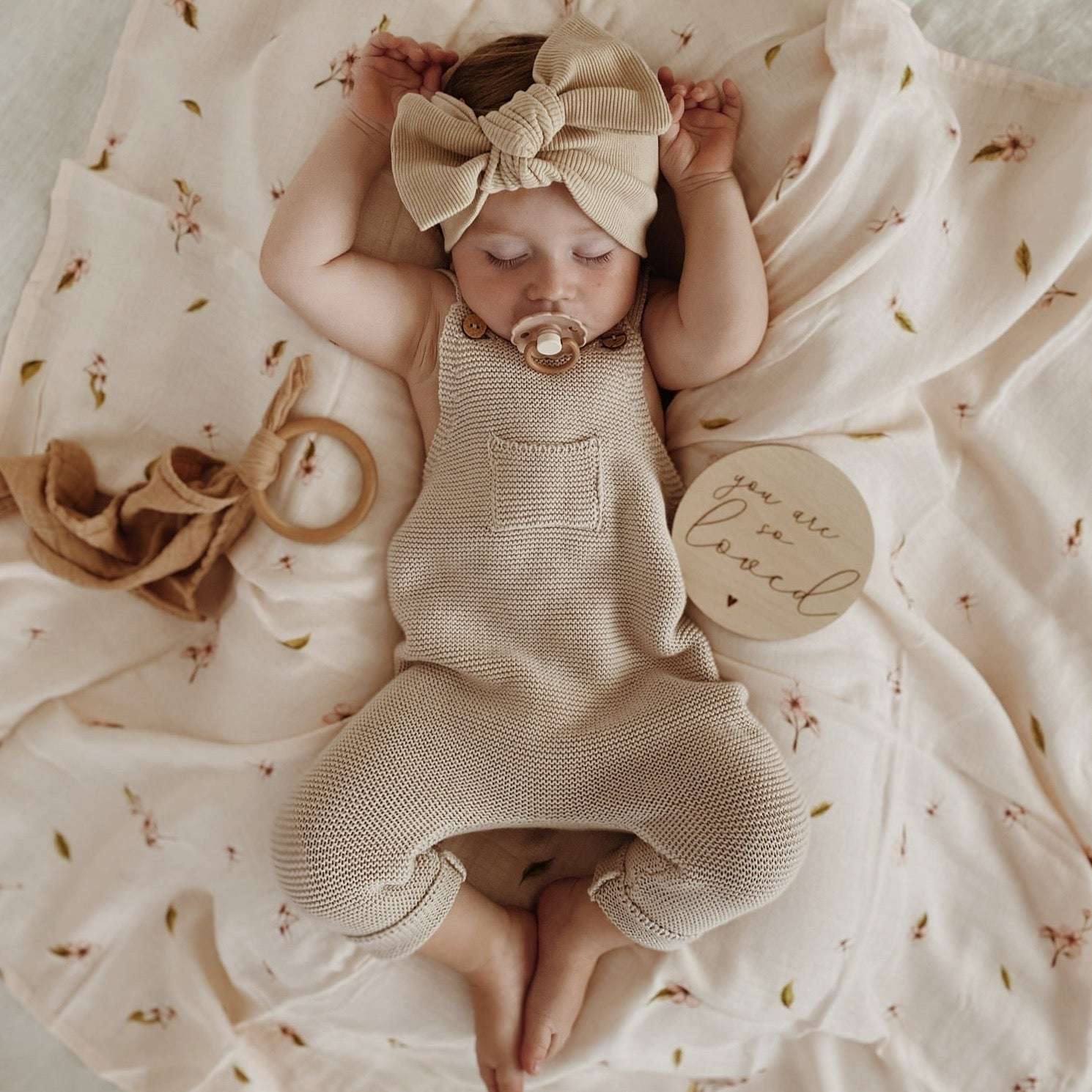 Organic Knit Dungarees - Sand - SALE - Image 4