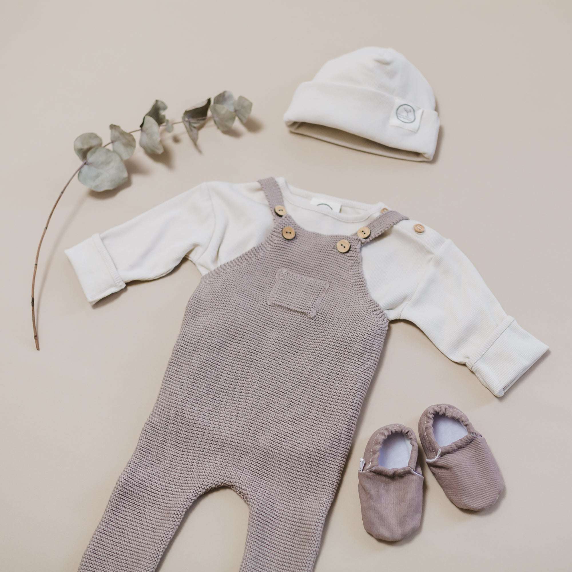 Organic Knit Dungarees - Caramel - SALE - Image 12