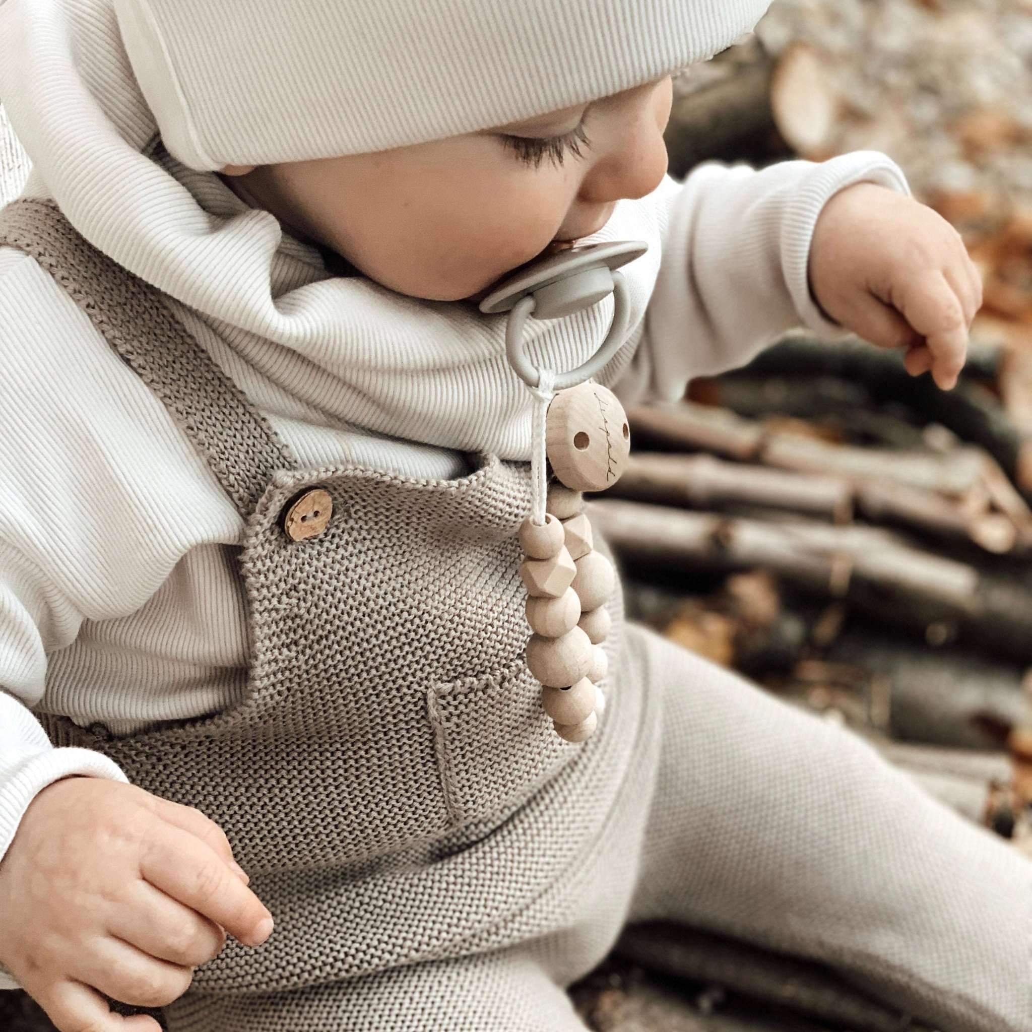Organic Knit Dungarees - Caramel - SALE - Image 9