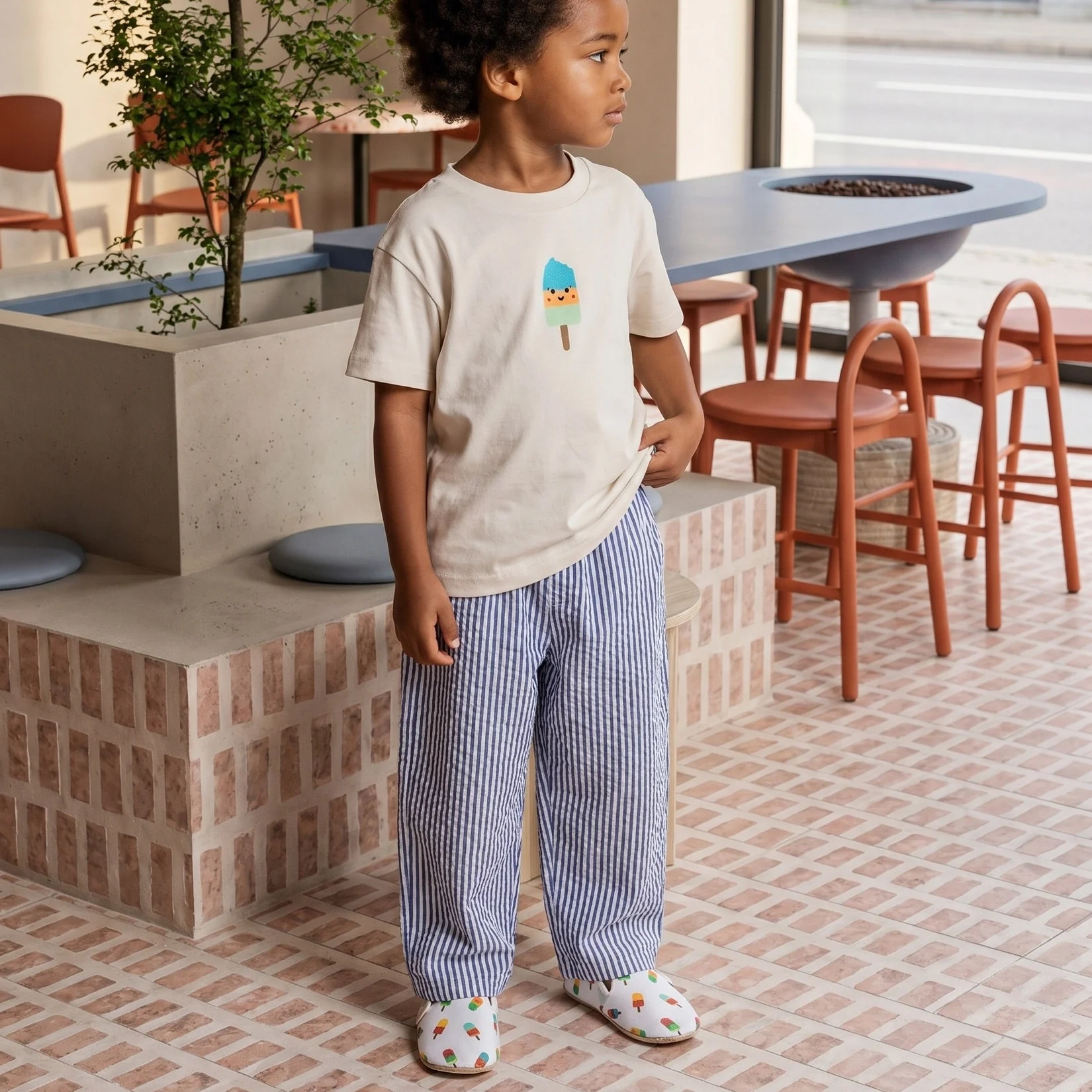 Organic Lounge Pants - Navy Striped - Image 4