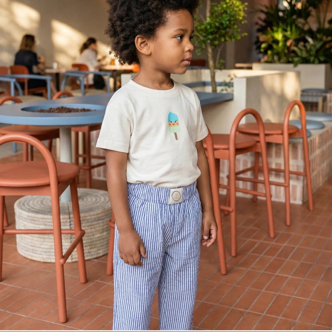 Organic Lounge Pants - Navy Striped - Image 5