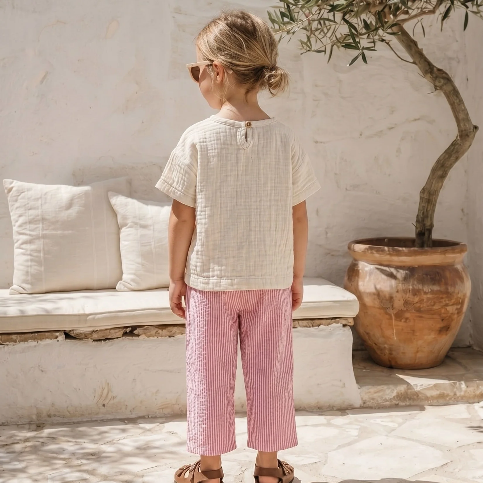 Organic Lounge Pants - Pink Striped - Image 4