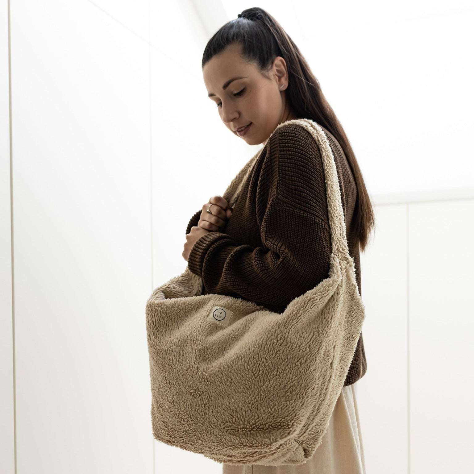 Organic Teddy Mum Bag - Cream - SALE - Image 10